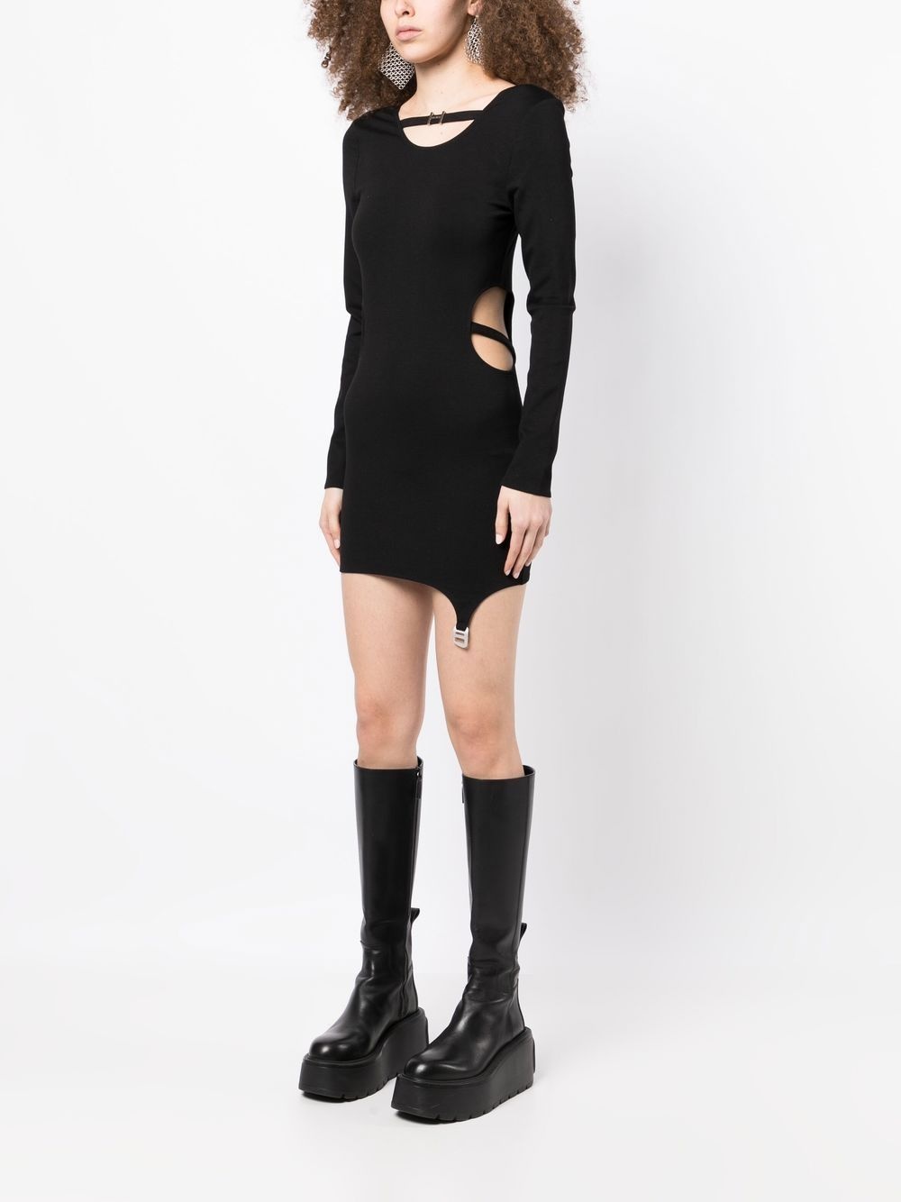 logo-detail long-sleeve mini dress - 3