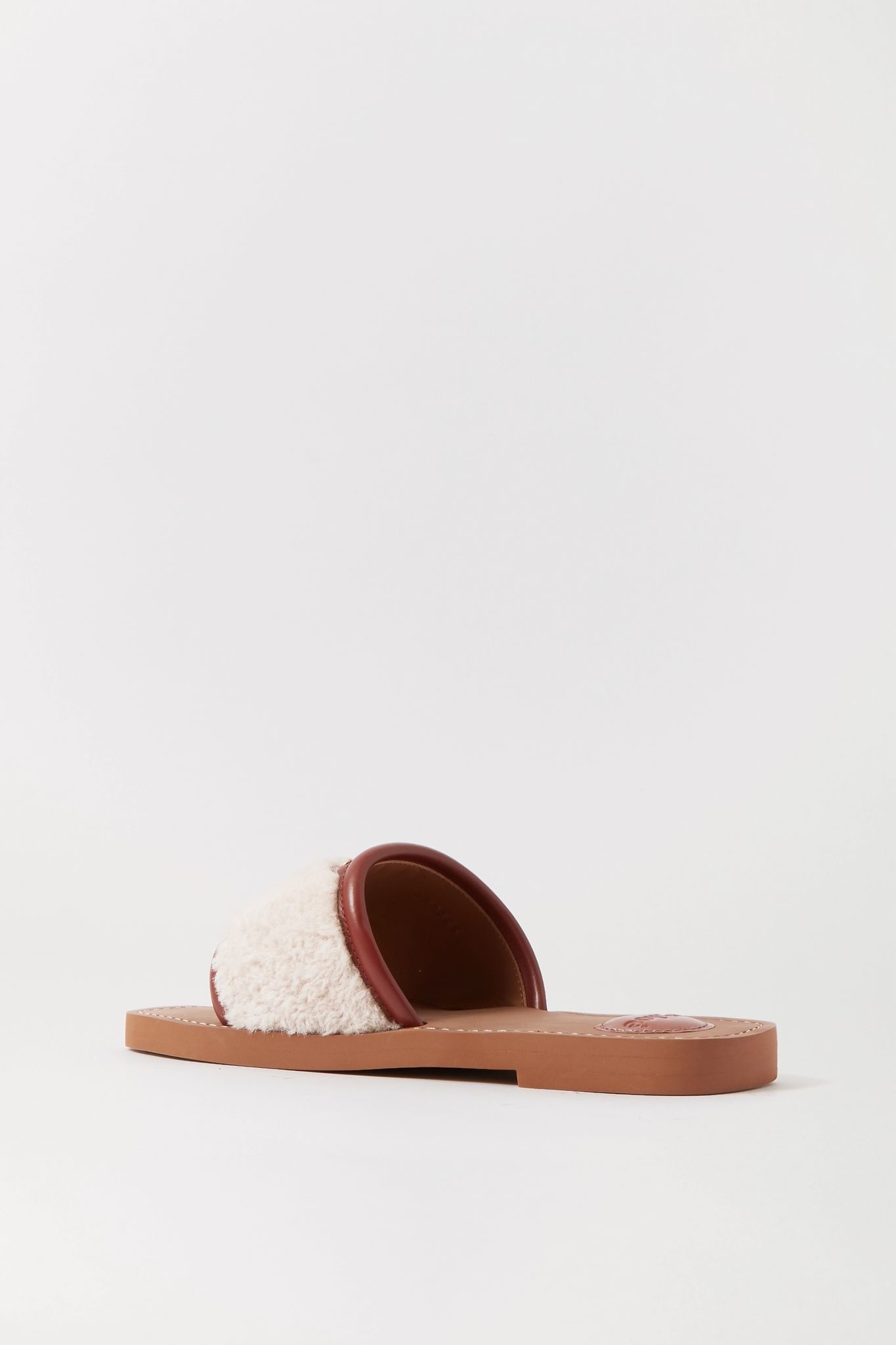 Woody leather-trimmed shearling slides - 3