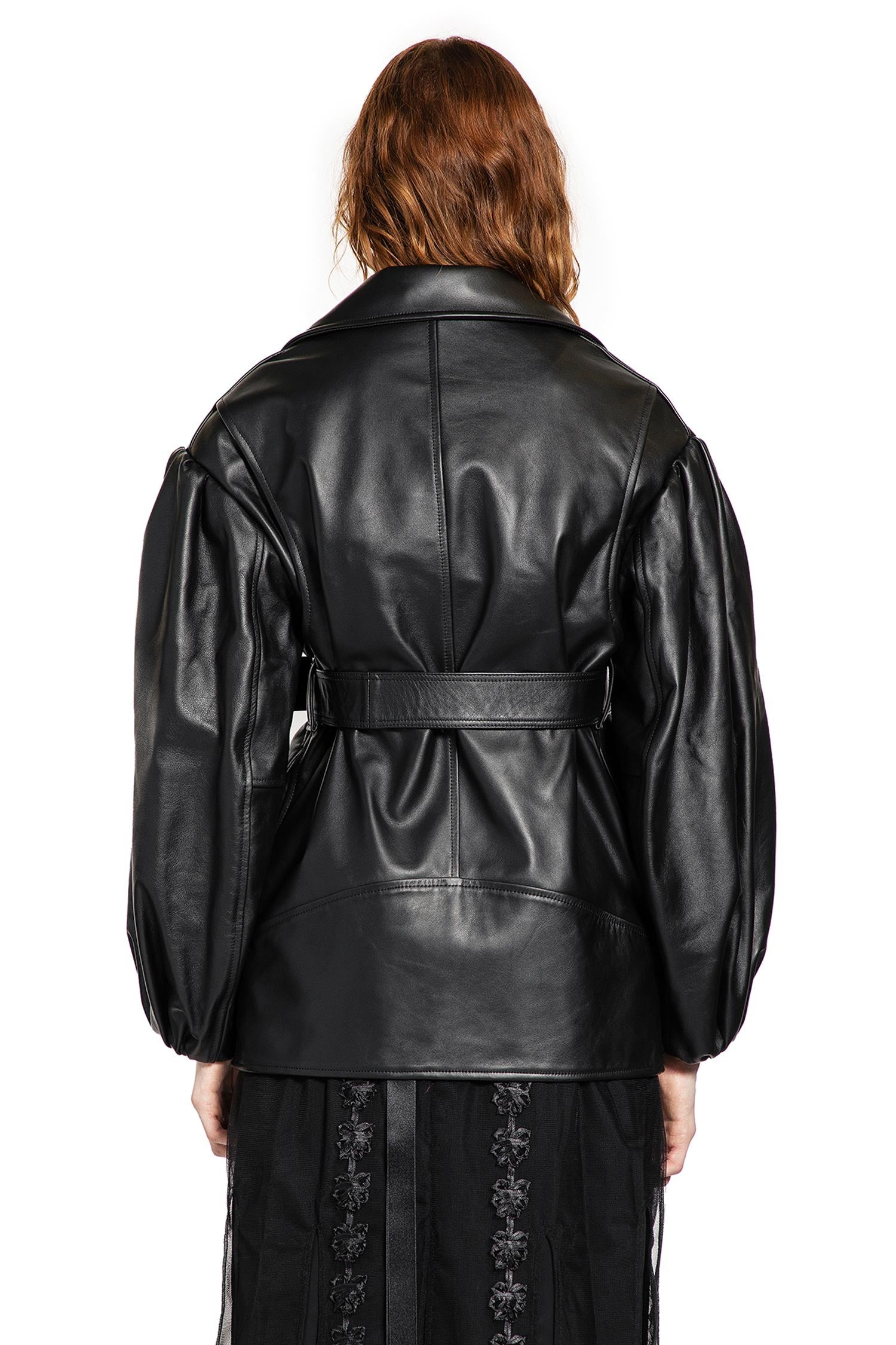 Puff Sleeve Multi Belt Biker Jacket - 3