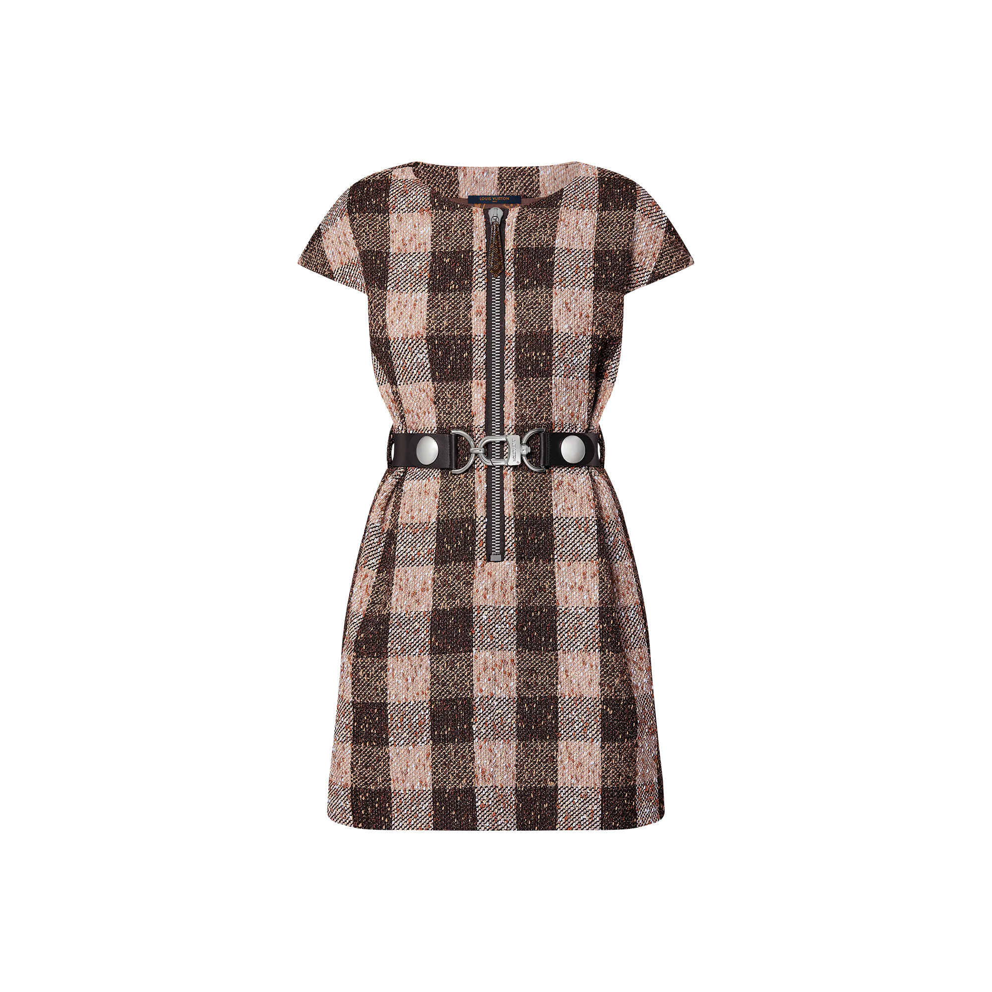 Check Tweed Utility Detail Dress - 1