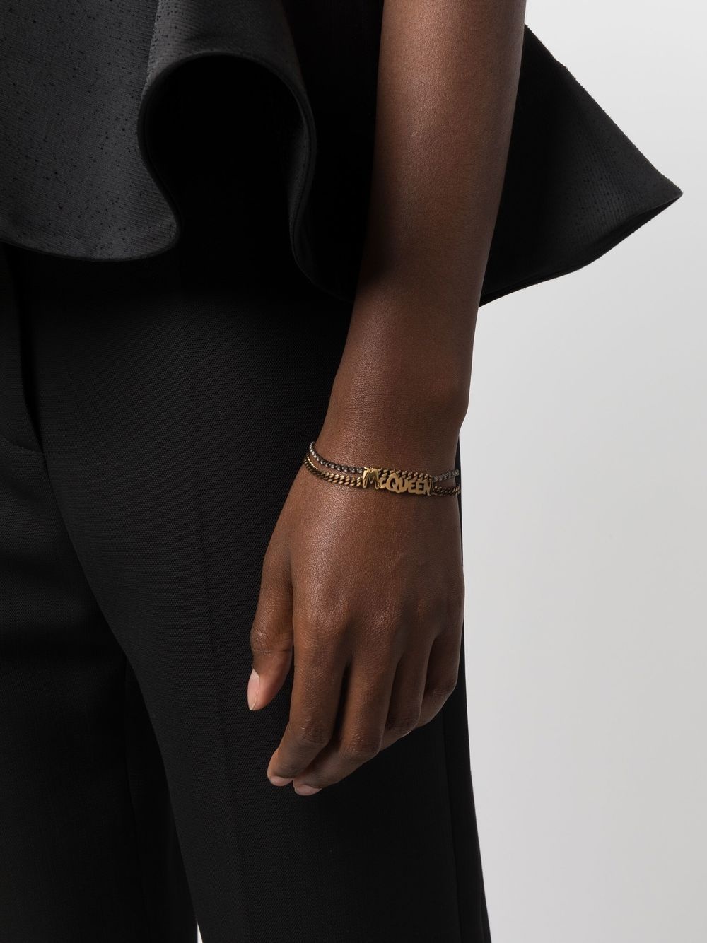 logo-lettering chain bracelet - 2