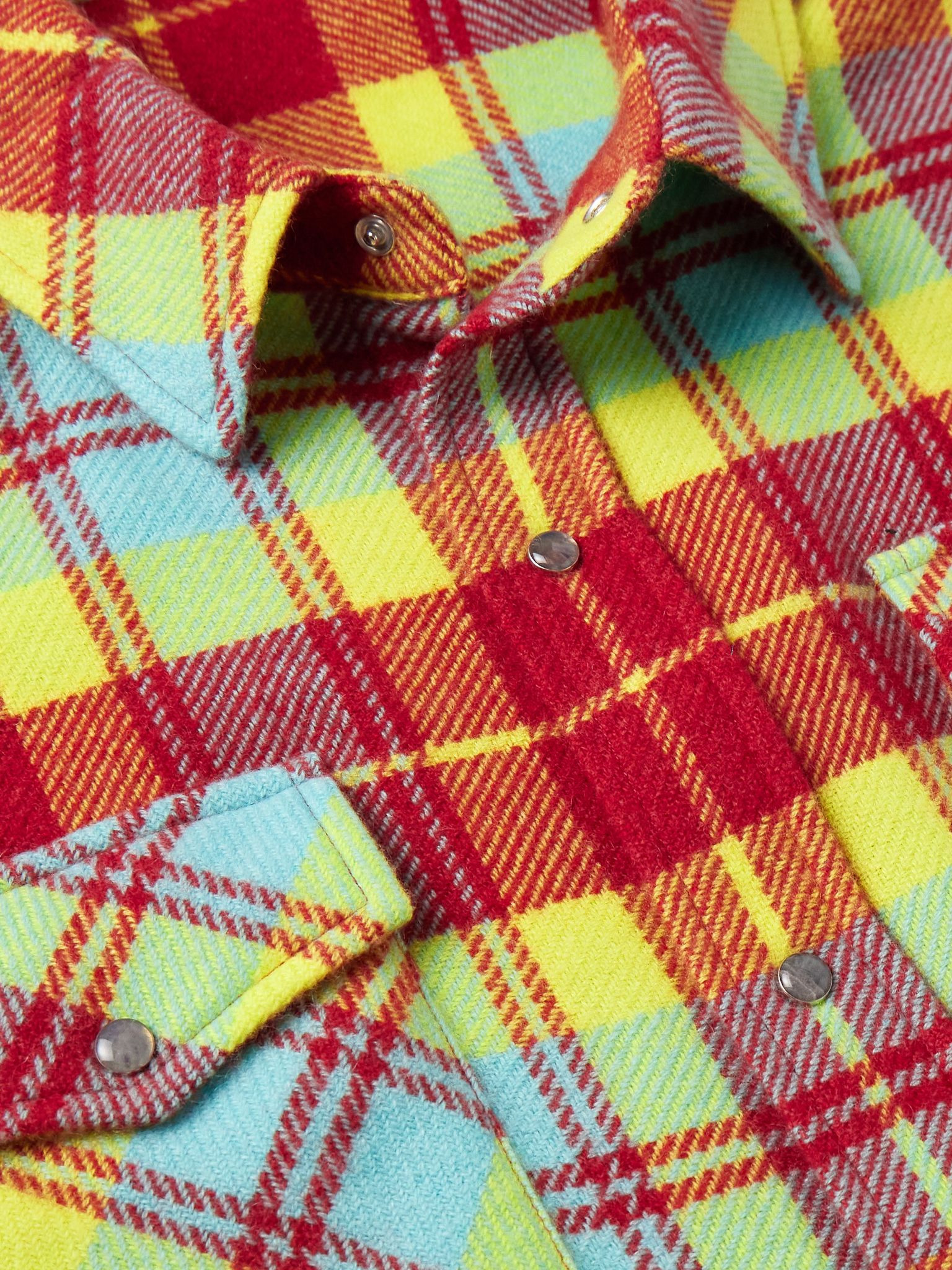 Checked Cashmere Shirt Red - 5
