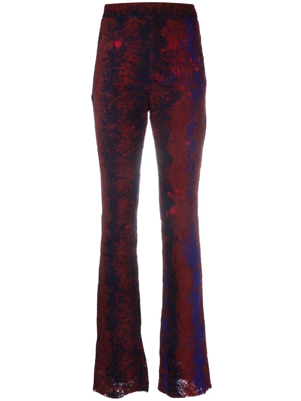 flared contrasting-stitch trousers - 1
