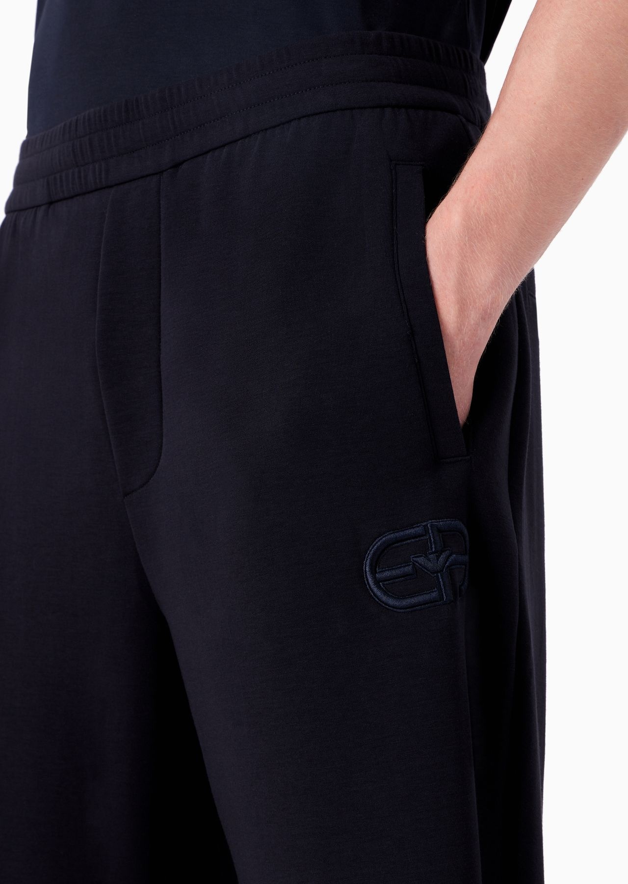 Double-jersey joggers with embossed embroidered EA logo - 6