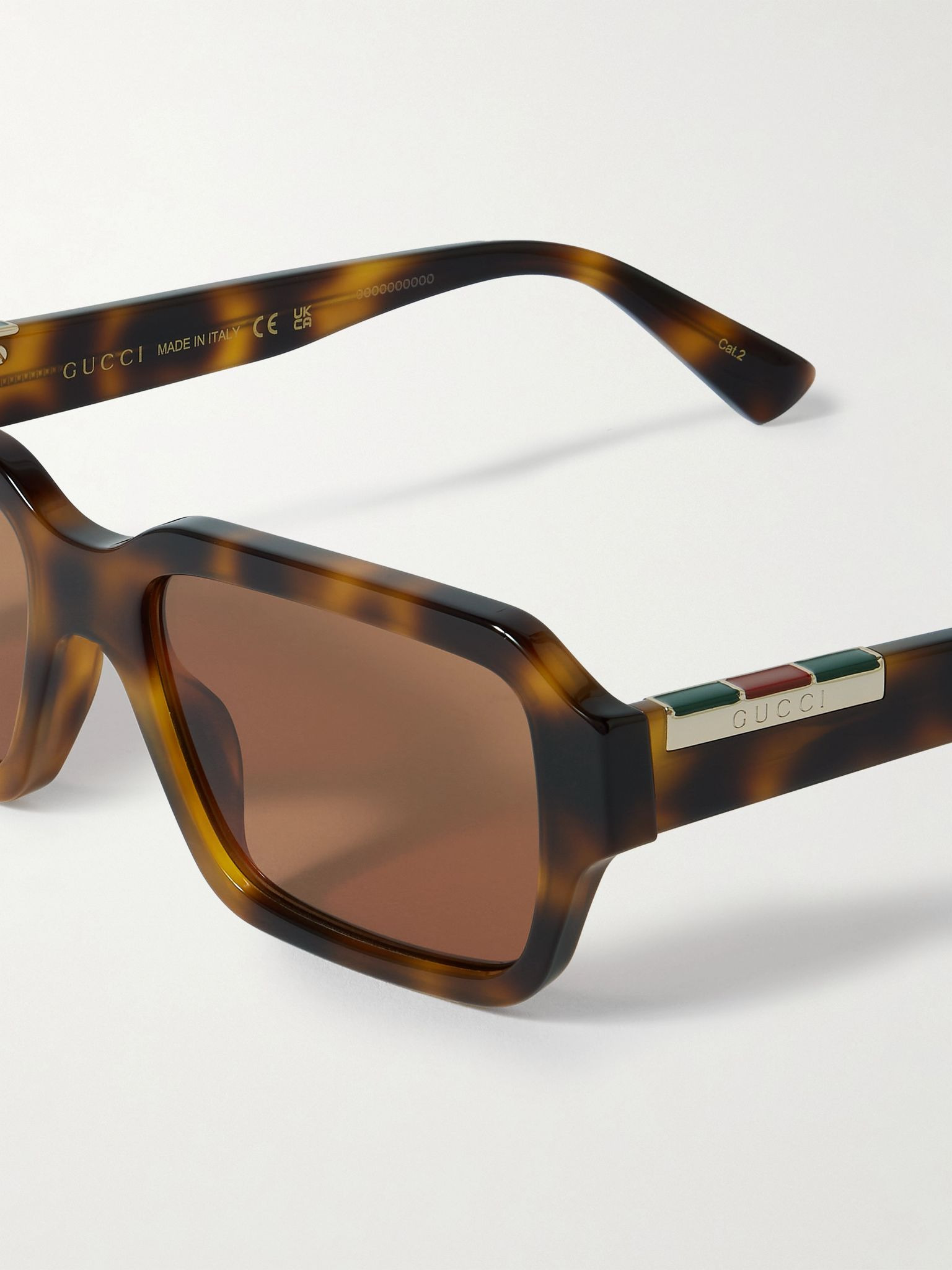 Rectangular-Frame Tortoiseshell Recycled-Acetate and Enamelled Gold-Tone Sunglasses Tortoiseshell - 3