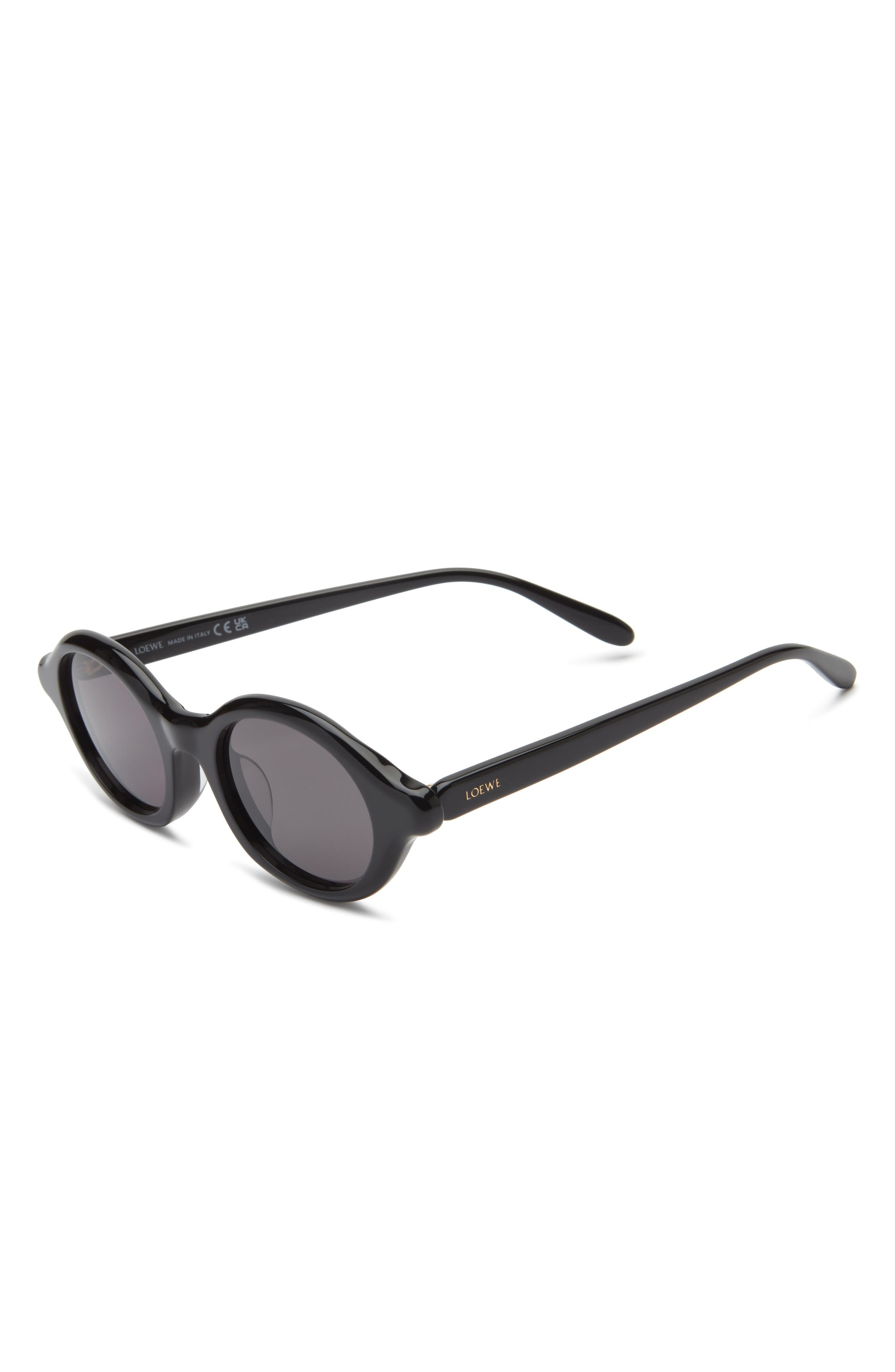 Loewe Slim Round Sunglasses in Shiny Black /Smoke at Nordstrom - 2