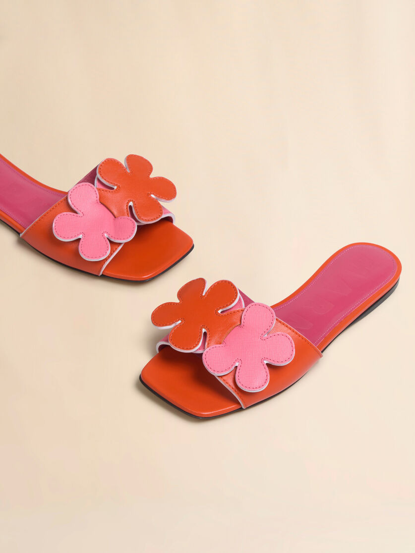 PINK AND ORANGE LEATHER DAISY SANDAL - 4