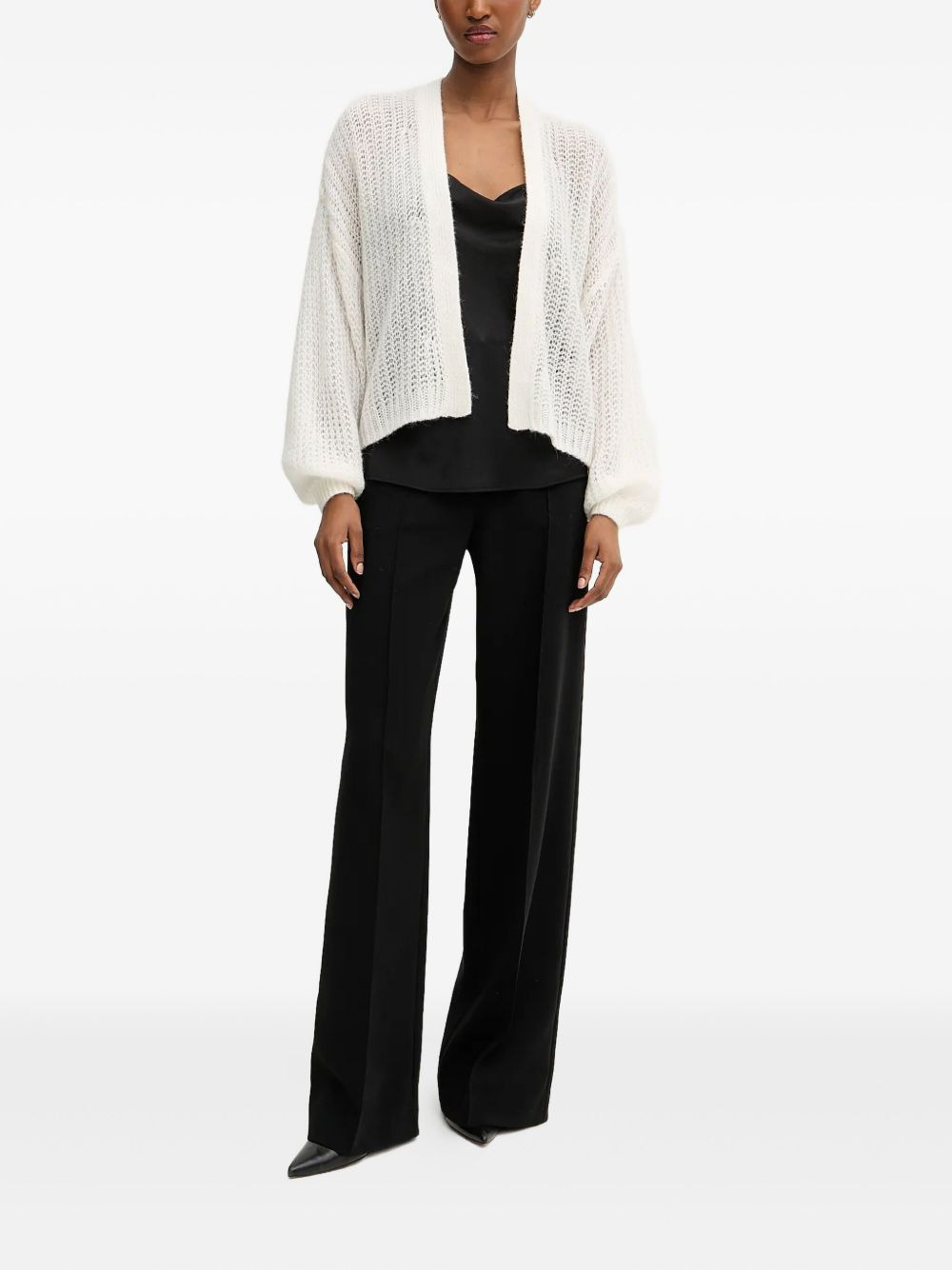 balloon-sleeve open-front cardigan - 2