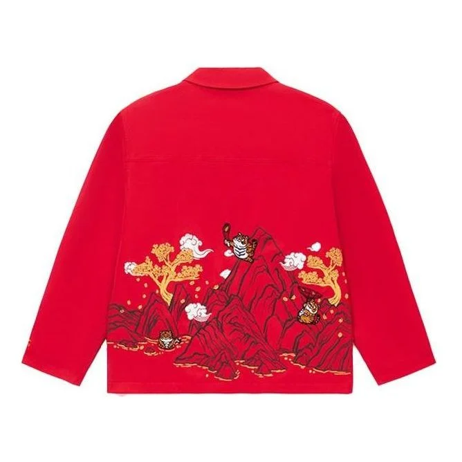 Li-Ning Sports Stylish Series Gold Subject Pattern Jacket 'Red' AFDS029-1 - 1