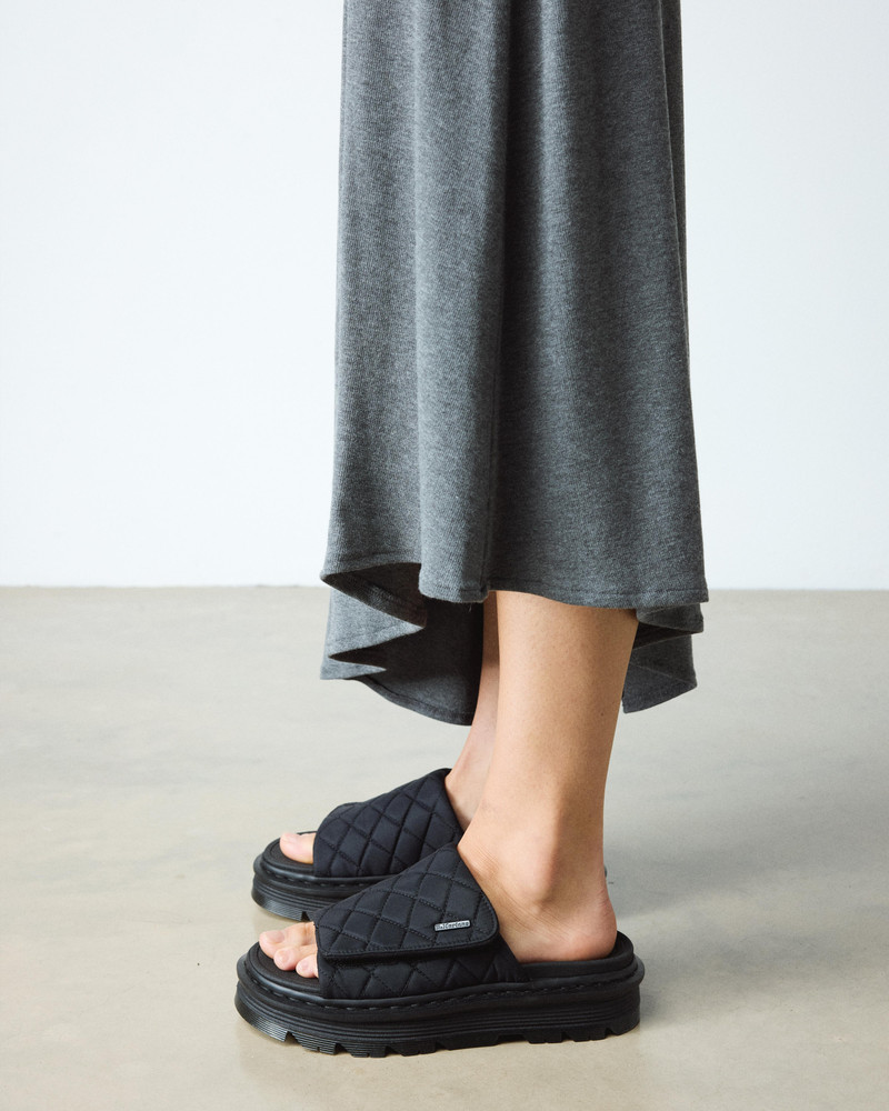 Zebzag Slides Quilted Canvas Strap Platform Slides 6