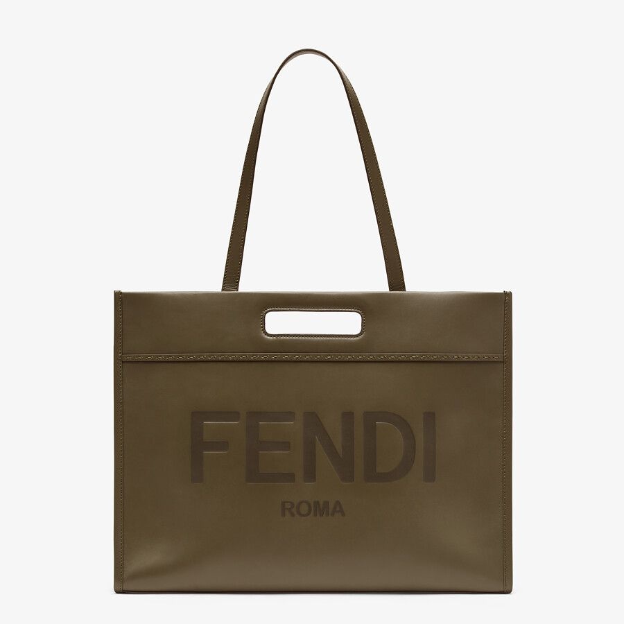 Dark green leather shopper - 2