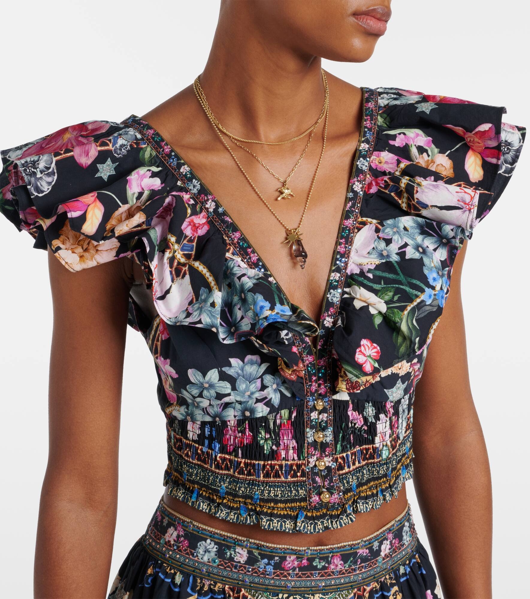 Crystal-embellished cotton crop top - 4