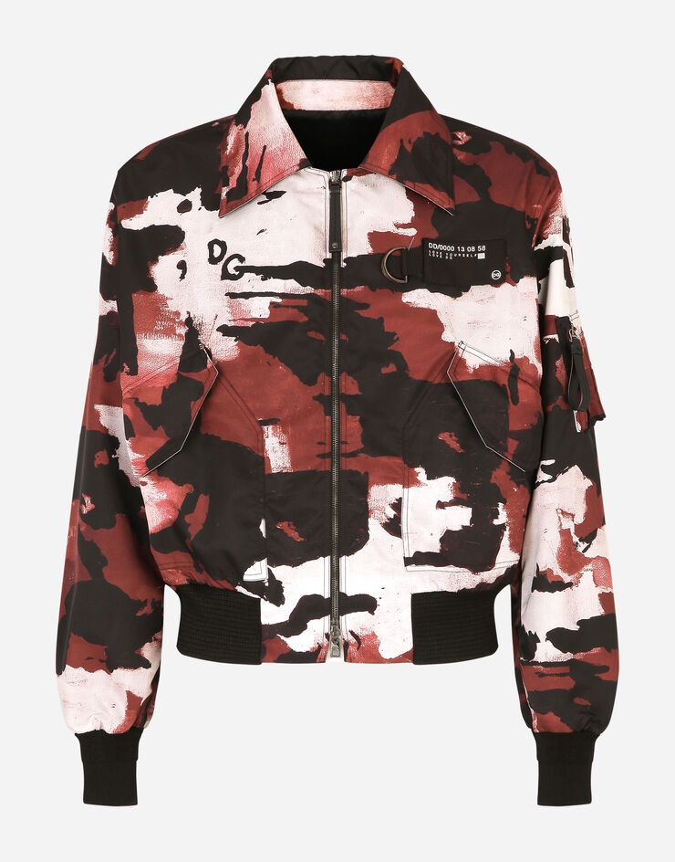 Camouflage-print nylon jacket with multiple logos - 3