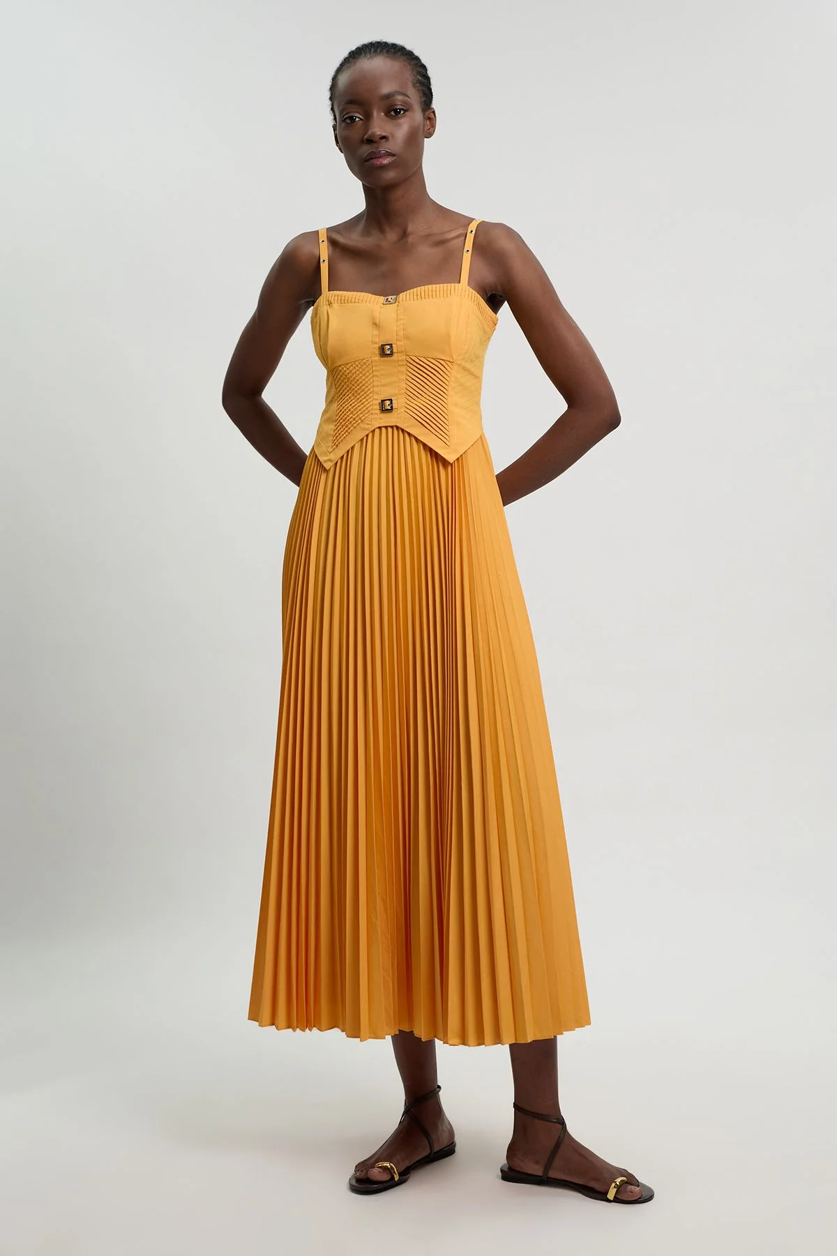Cotton Poplin Corset Woven Maxi Dress - 1
