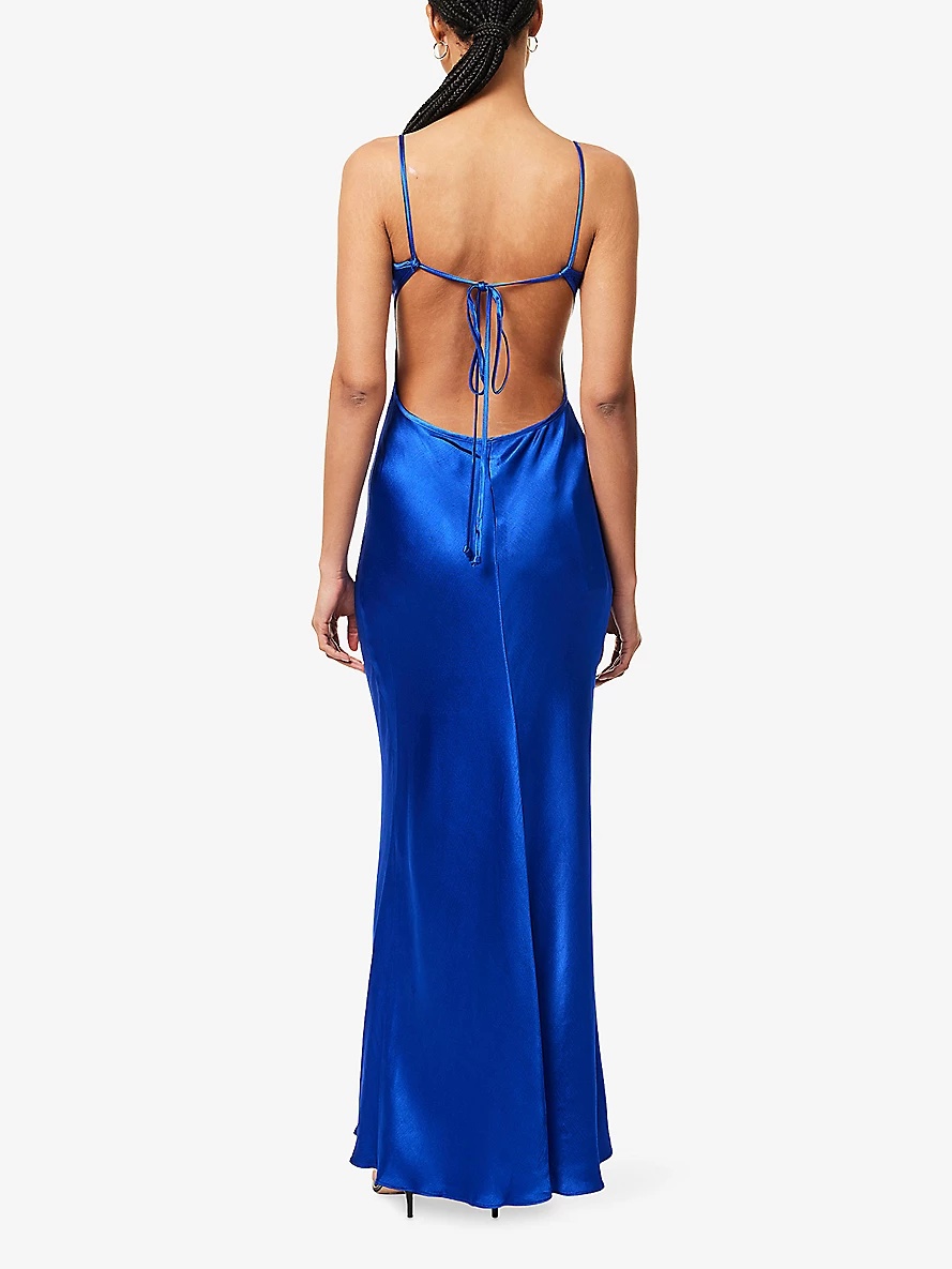 Sol Tie Satin Maxi Dress - 4