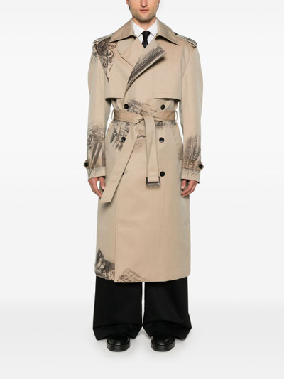 FENG CHEN WANG trompe l'oeil-print trench coat outlook