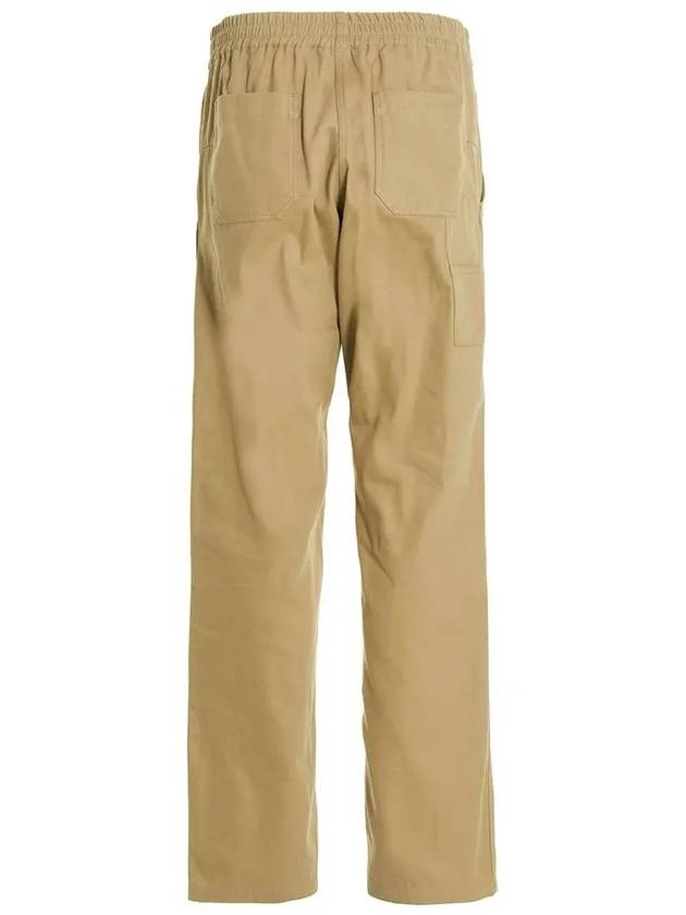 Elastic Waistband Straight Pants Beige - 4