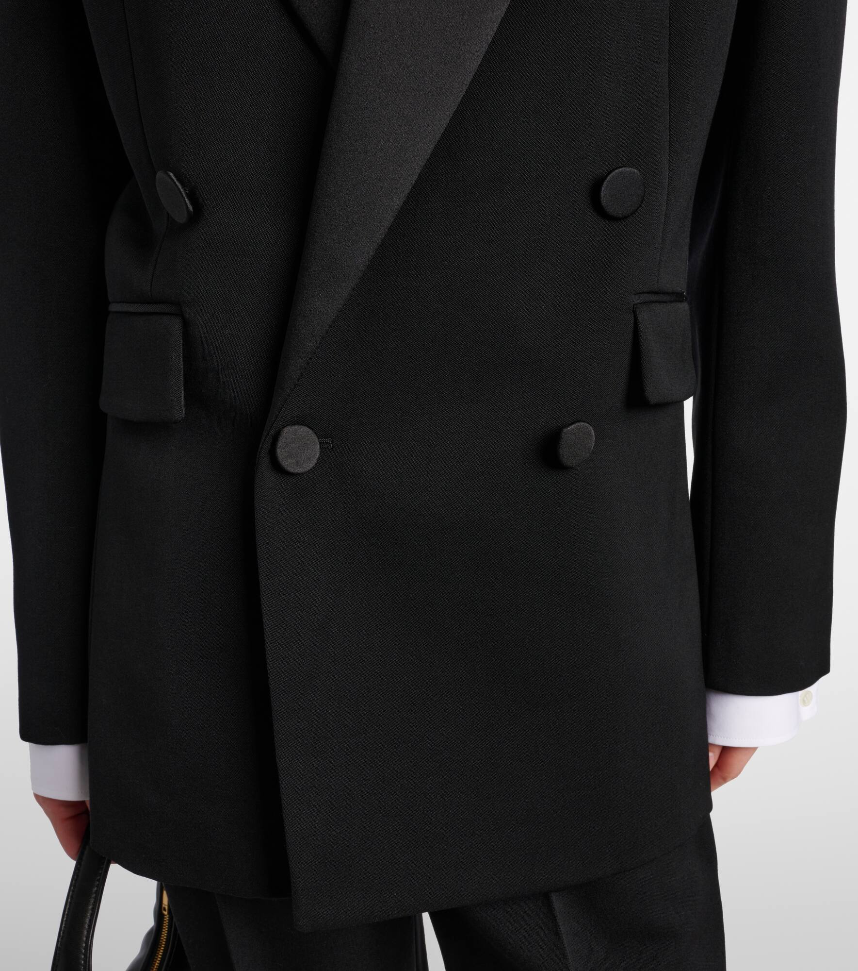 Satin-trimmed wool suit jacket - 6