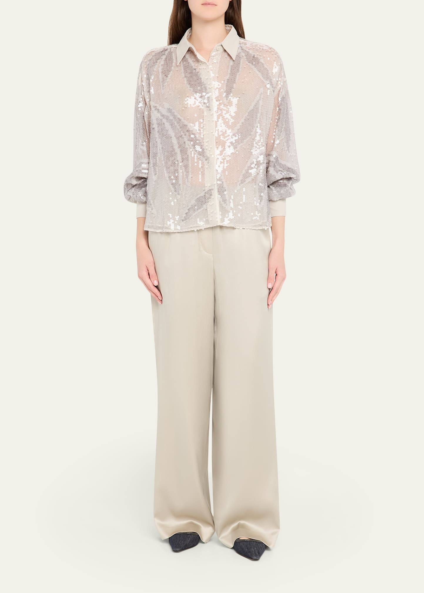 Stretch Silk Satin Track Trousers - 2