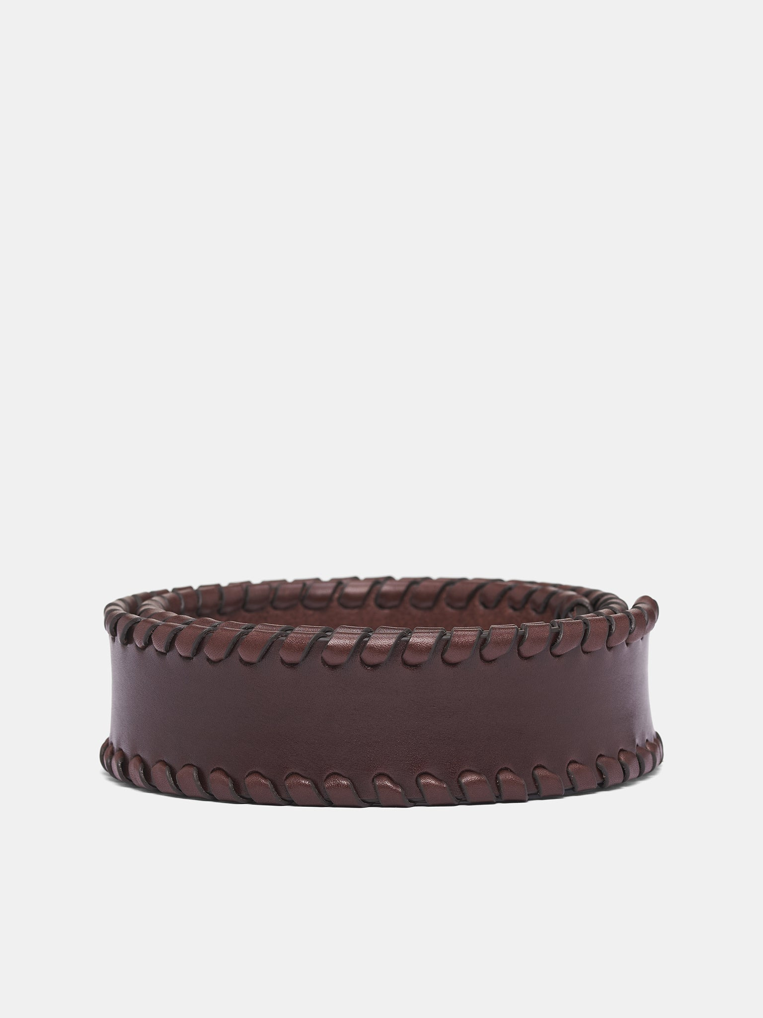 Brown Leather Maro Whipstitch Belt - 2
