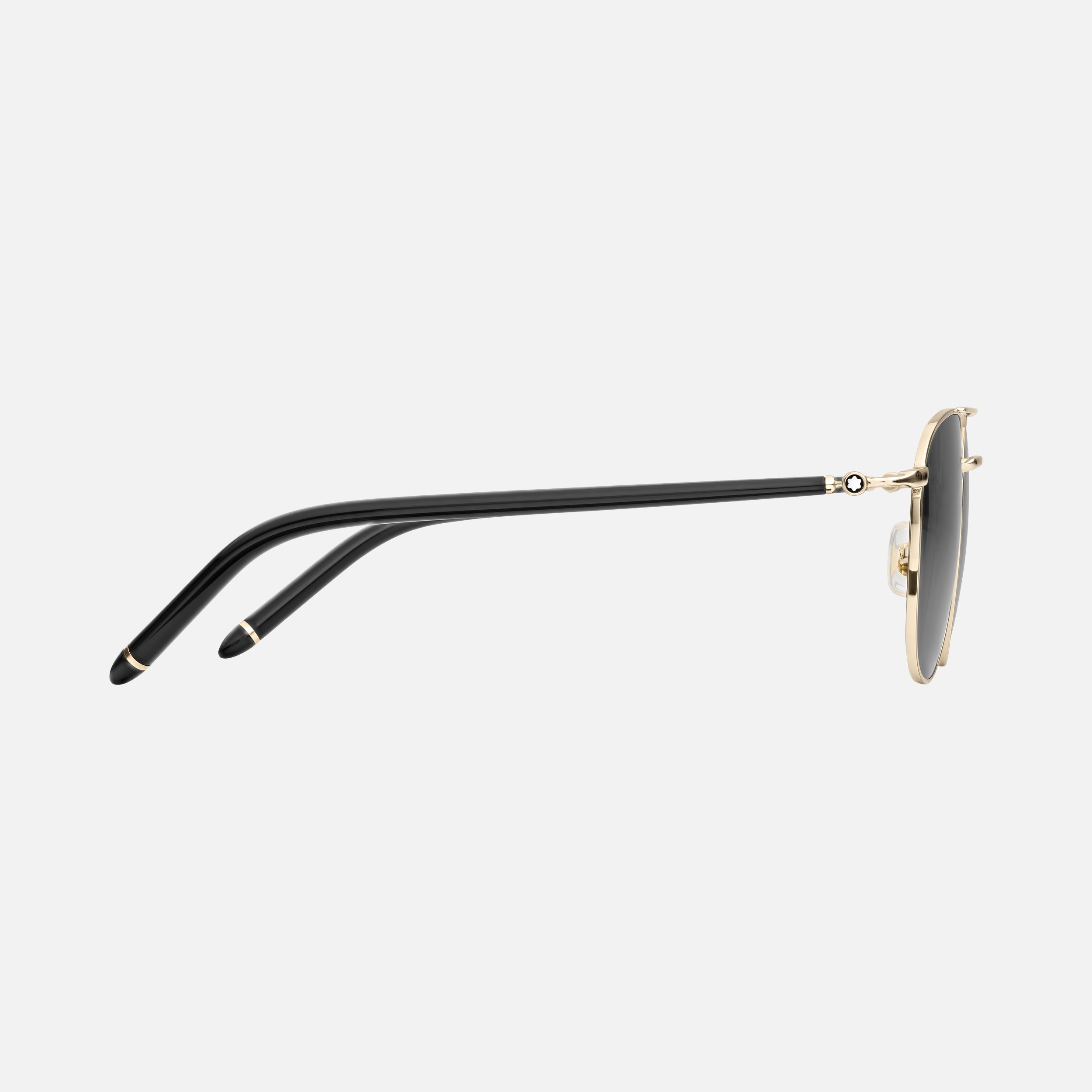 Squared Sunglasses with Black and Gold Colored Metal Frame - 2