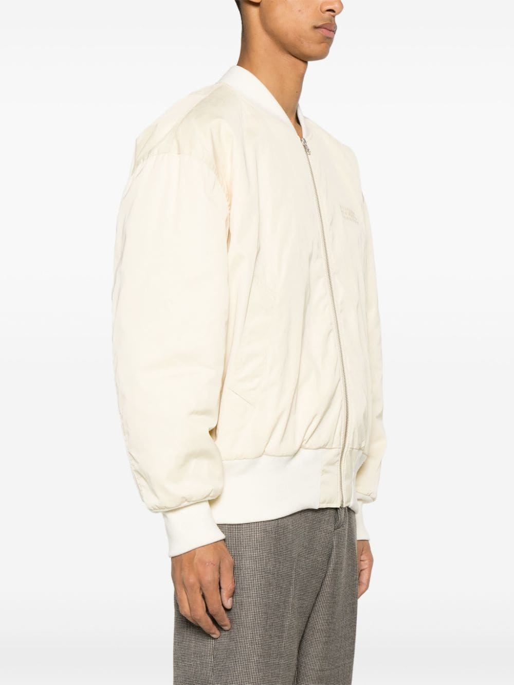logo-embroidered bomber jacket - 3