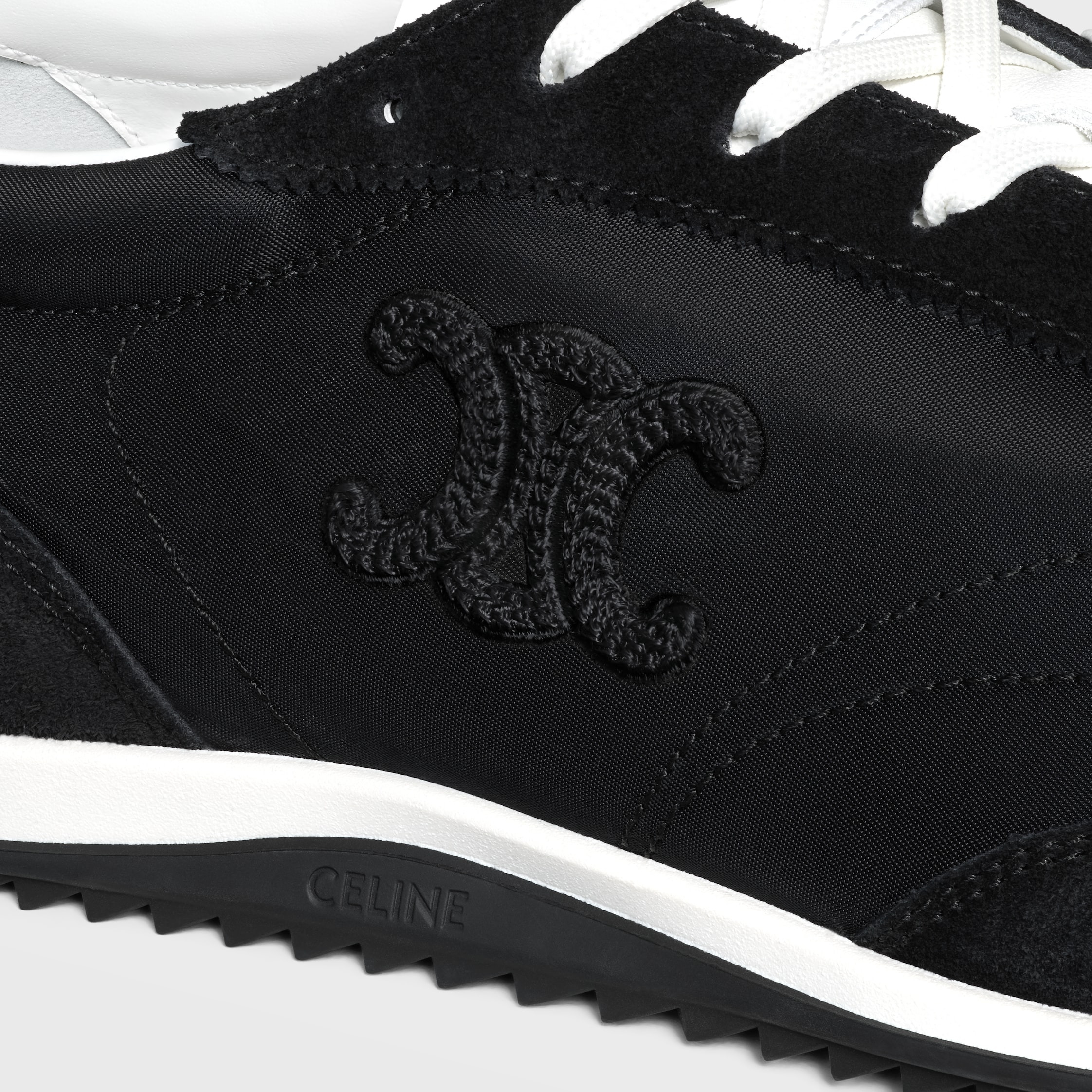 CELINE RACER LOW LACE-UP SNEAKER WITH TRIOMPHE IN NYLON, SUEDE CALFSKIN AND CALFSKIN - 5