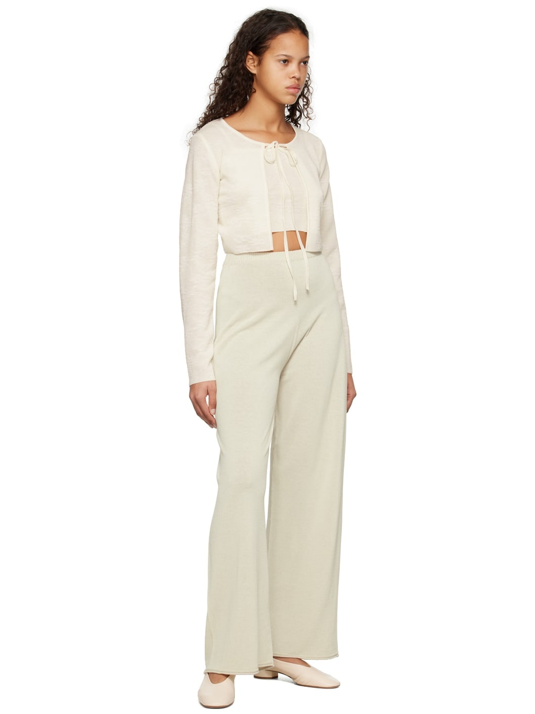 Beige Semi-Sheer Lounge Pants - 4