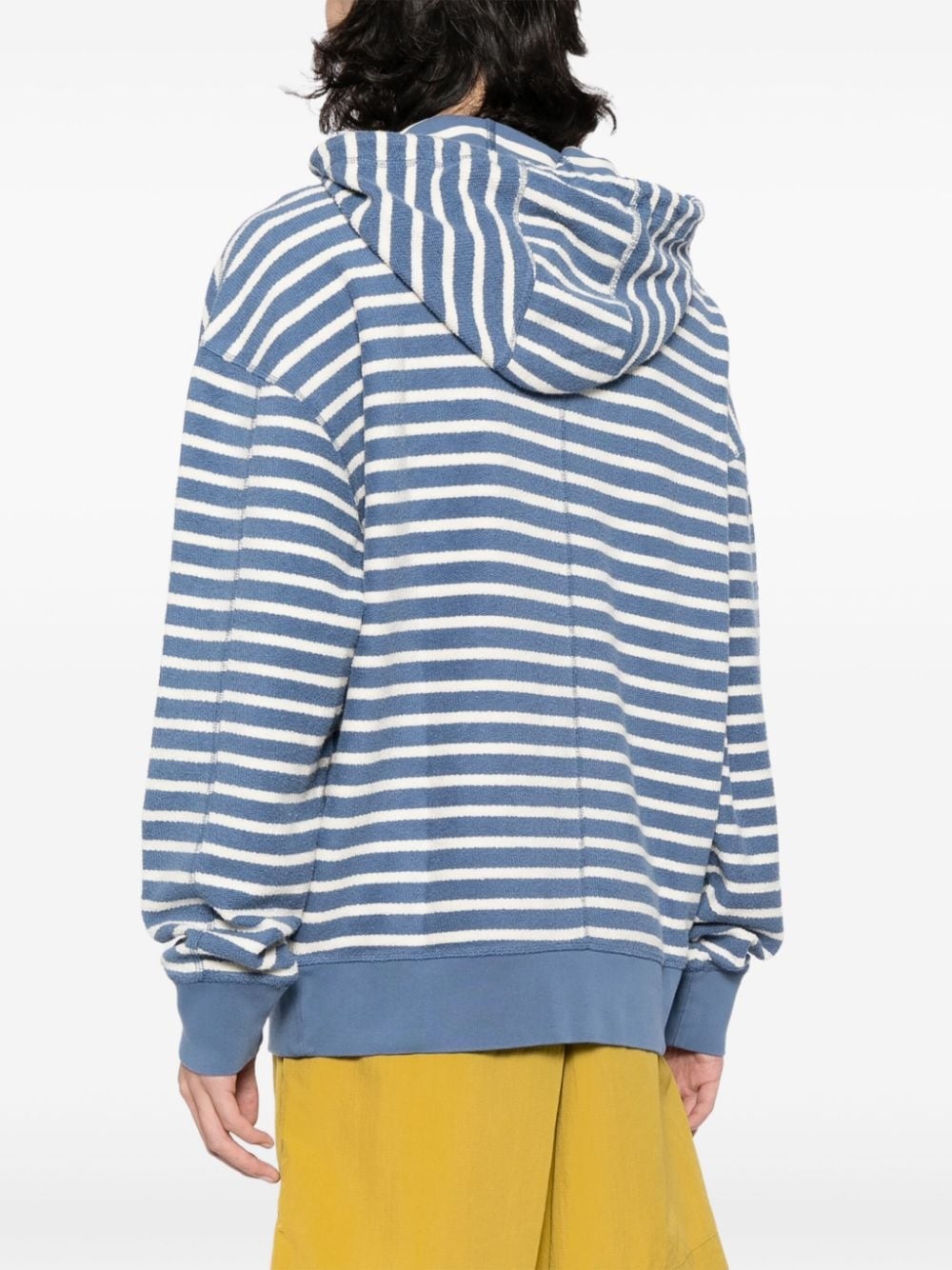appliqué-logo striped cotton hoodie - 4