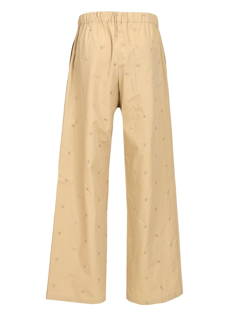 Long With All-Over Embroidery Trousers Beige - 2