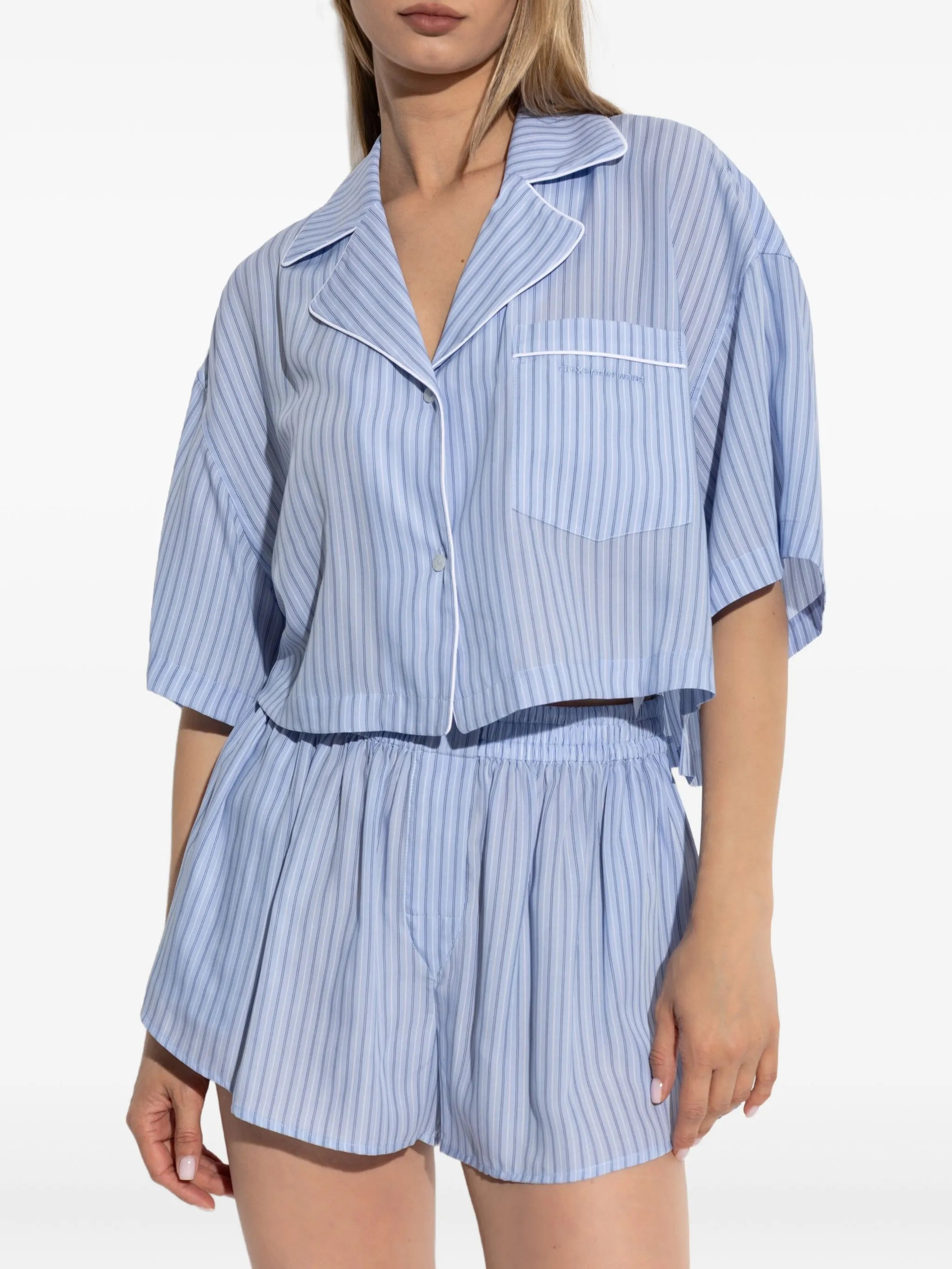 striped elastic-waist shorts - 3