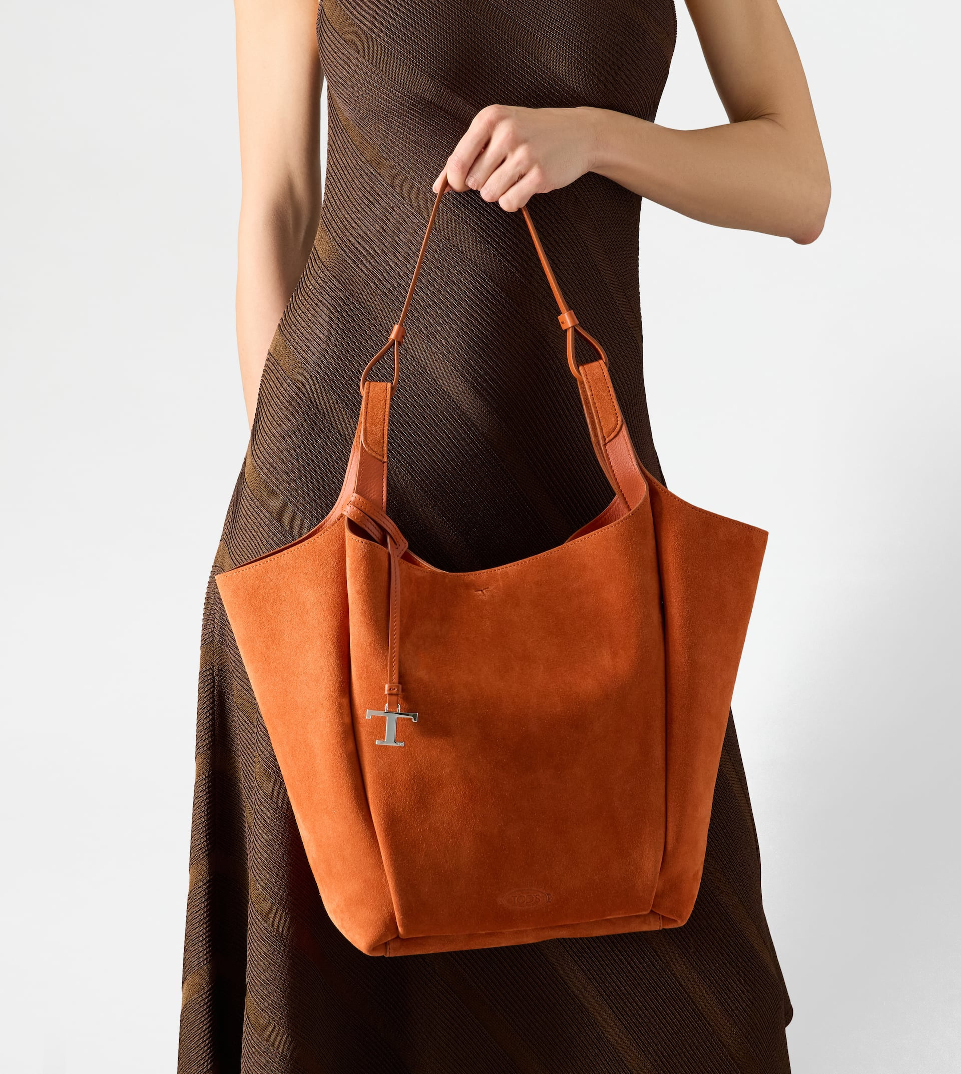 BUCKET BAG IN SUEDE MEDIUM - ORANGE - 5