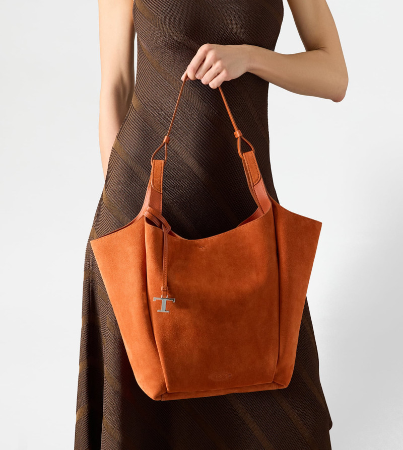 Tod's BUCKET BAG IN SUEDE MEDIUM - ORANGE outlook
