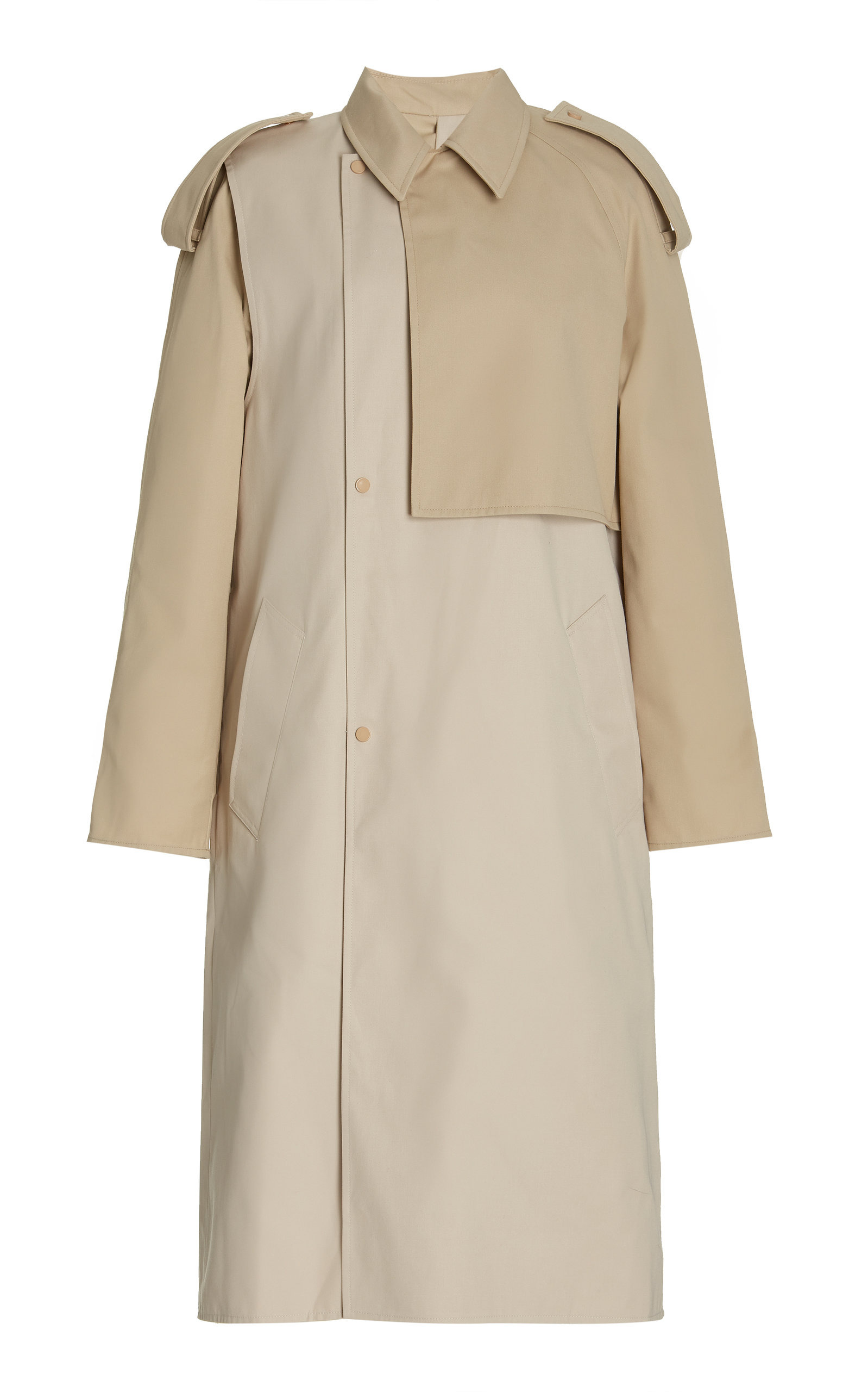 Removable Sleeve Crepe Trench Coat neutral - 7