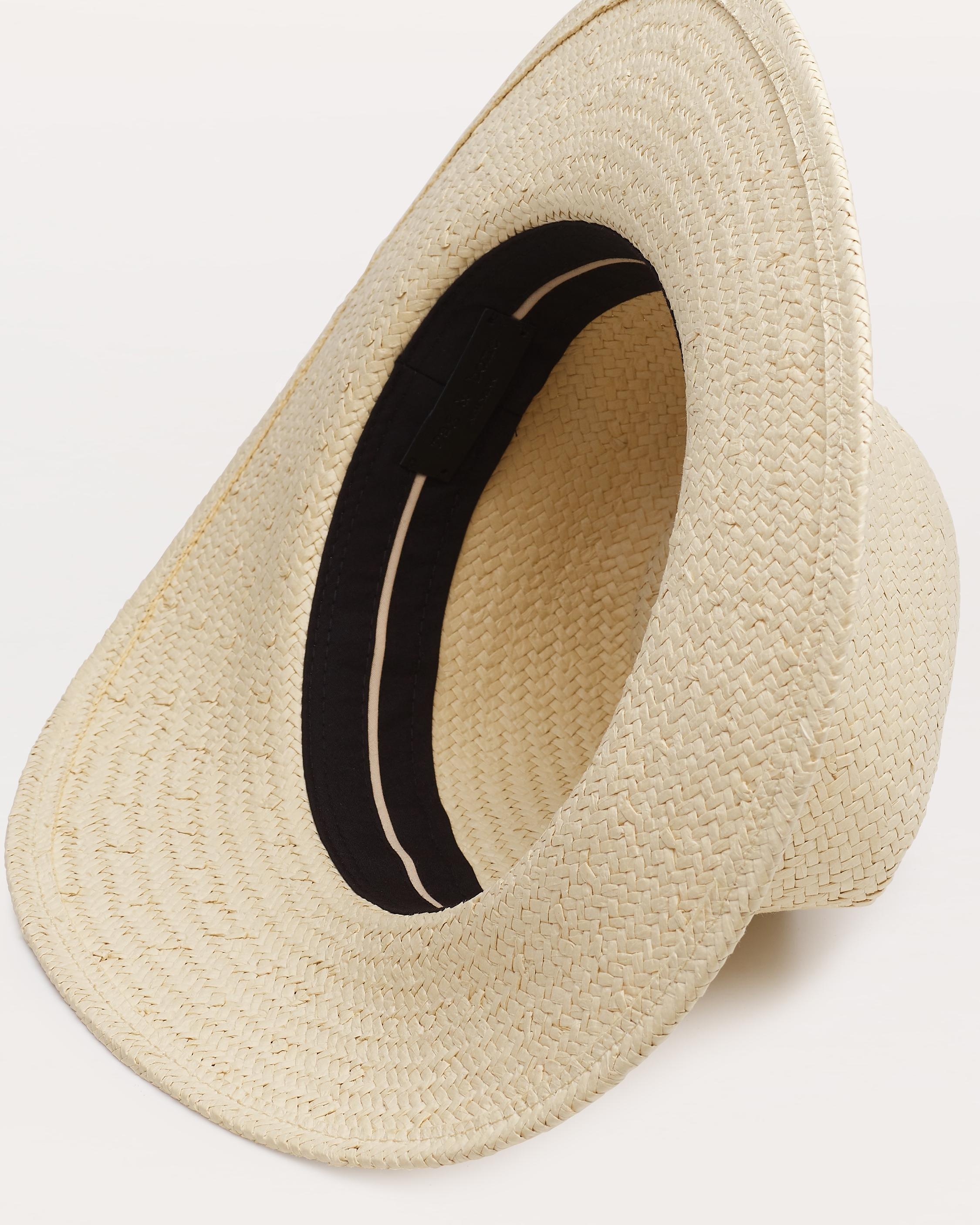 Cabochon-Studded Packable Straw Fedora - 3