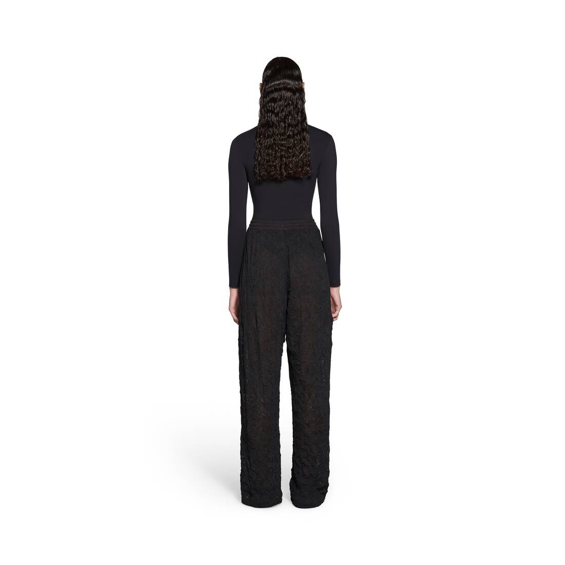 Mesh Baggy Sweatpants in Black - 4