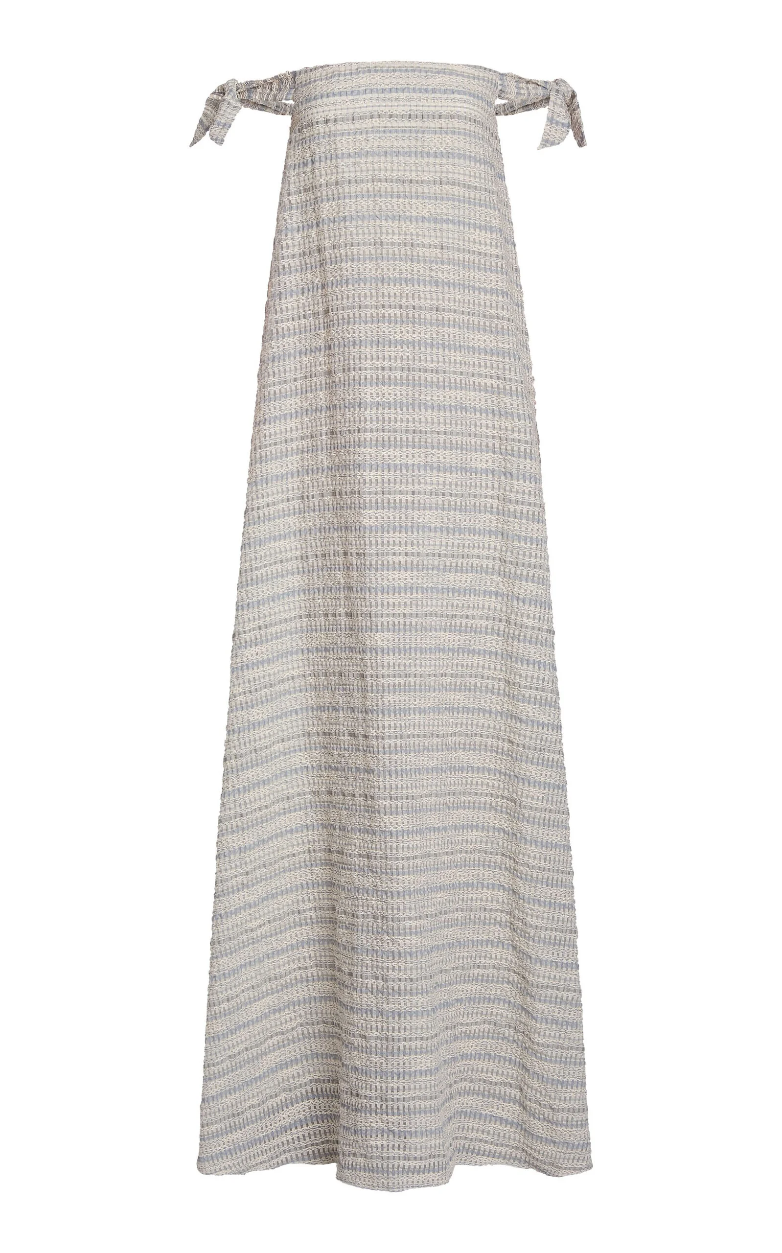 Narcissus Off-The-Shoulder Striped-Organza Gown blue - 1