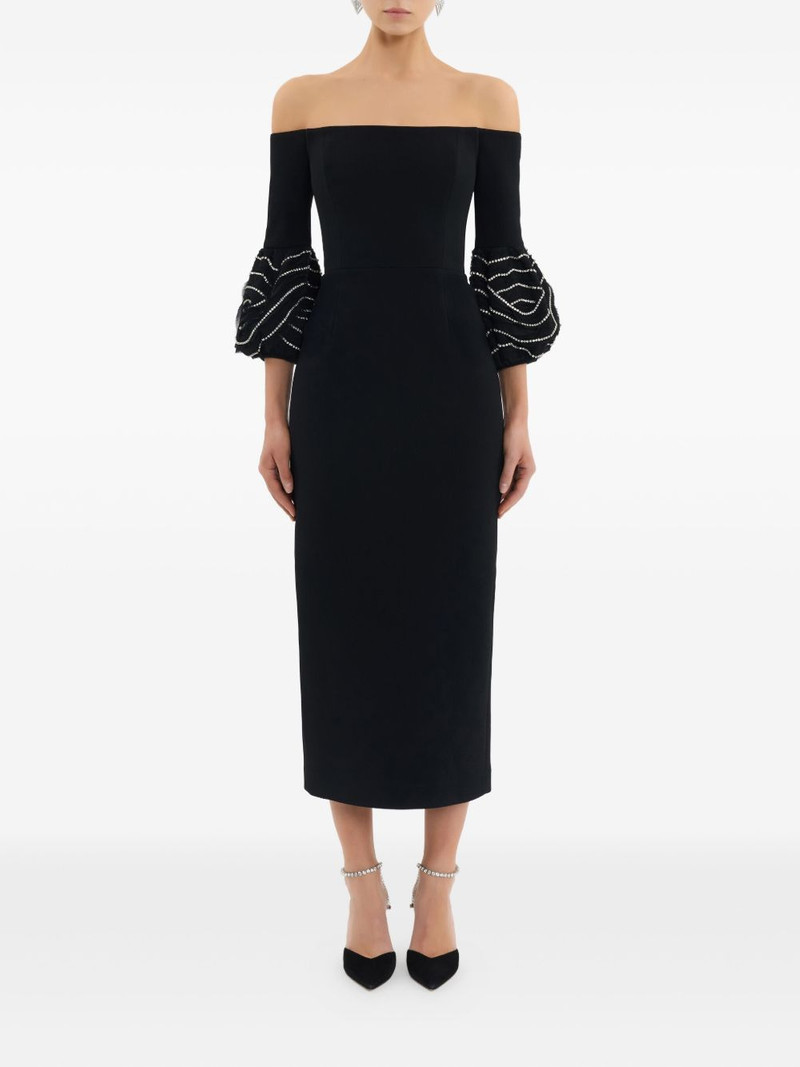 REBECCA VALLANCE Bellatrix off shoulder ruffled midi dress outlook