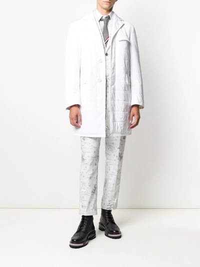 Thom Browne RWB stripe quilted Chesterfield overcoat outlook