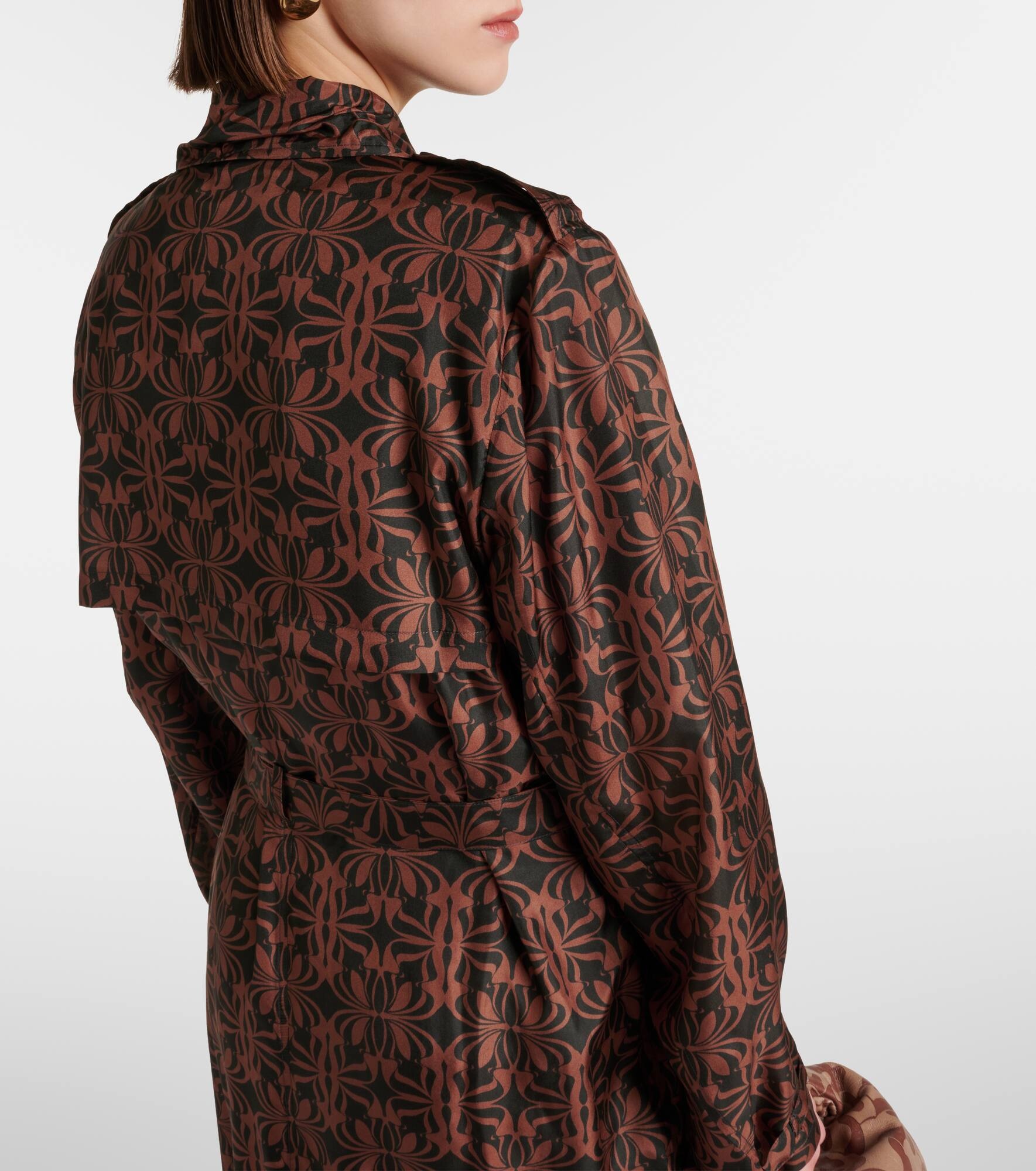 Printed silk satin trench coat - 6