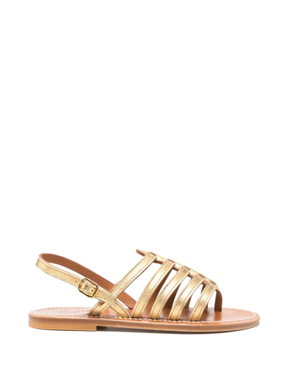 metallic-effect strappy flat sandals - 1