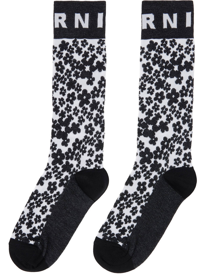 Marni Black & White Flower Intarsia Socks outlook