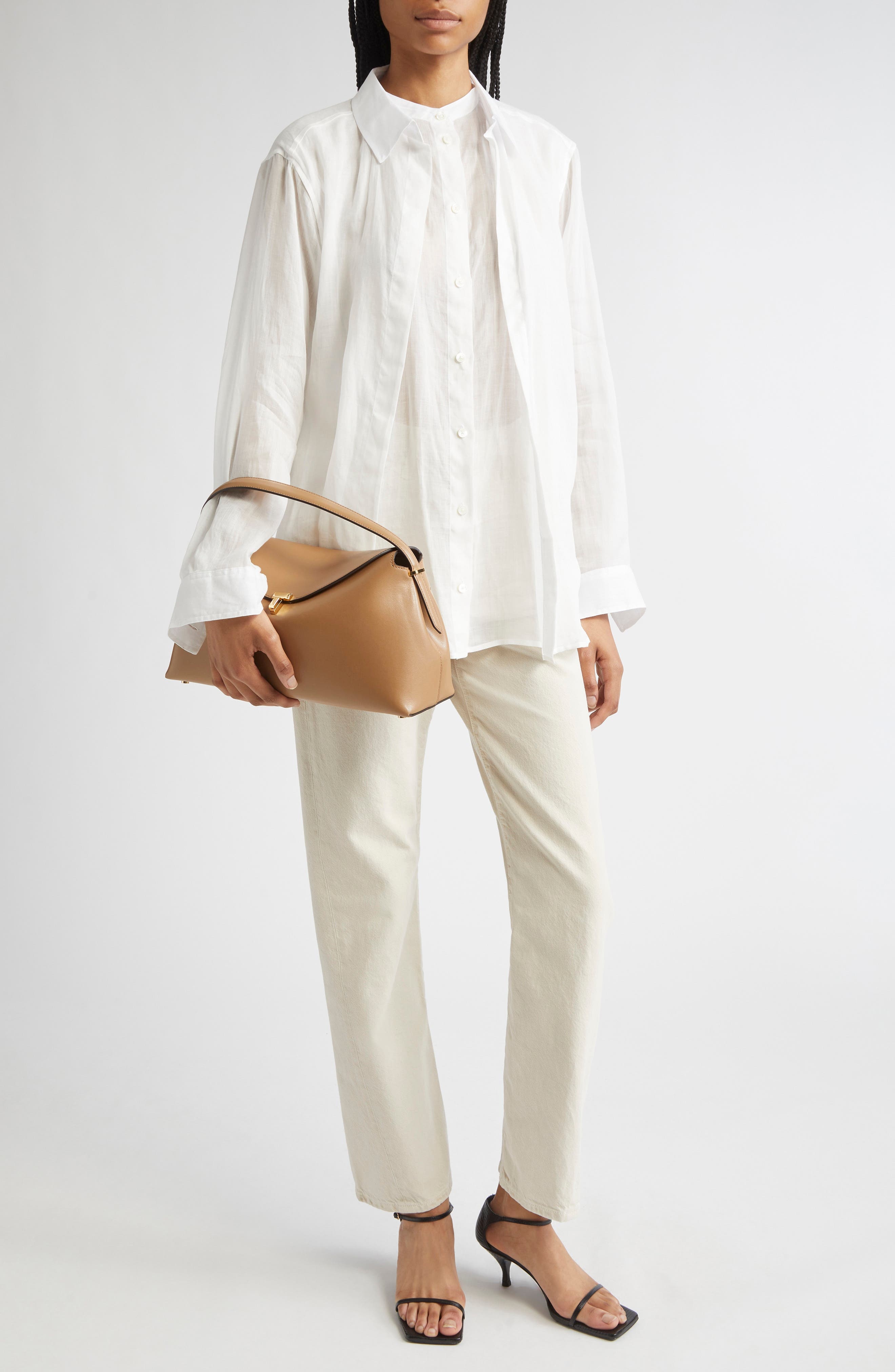 TOTEME Double Collar Button-Up Shirt in White at Nordstrom - 2