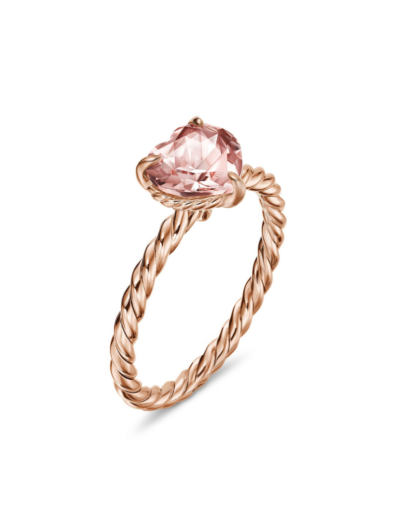 Women's Chatelaine Heart Ring in 18K Rose Gold - Morganite 4