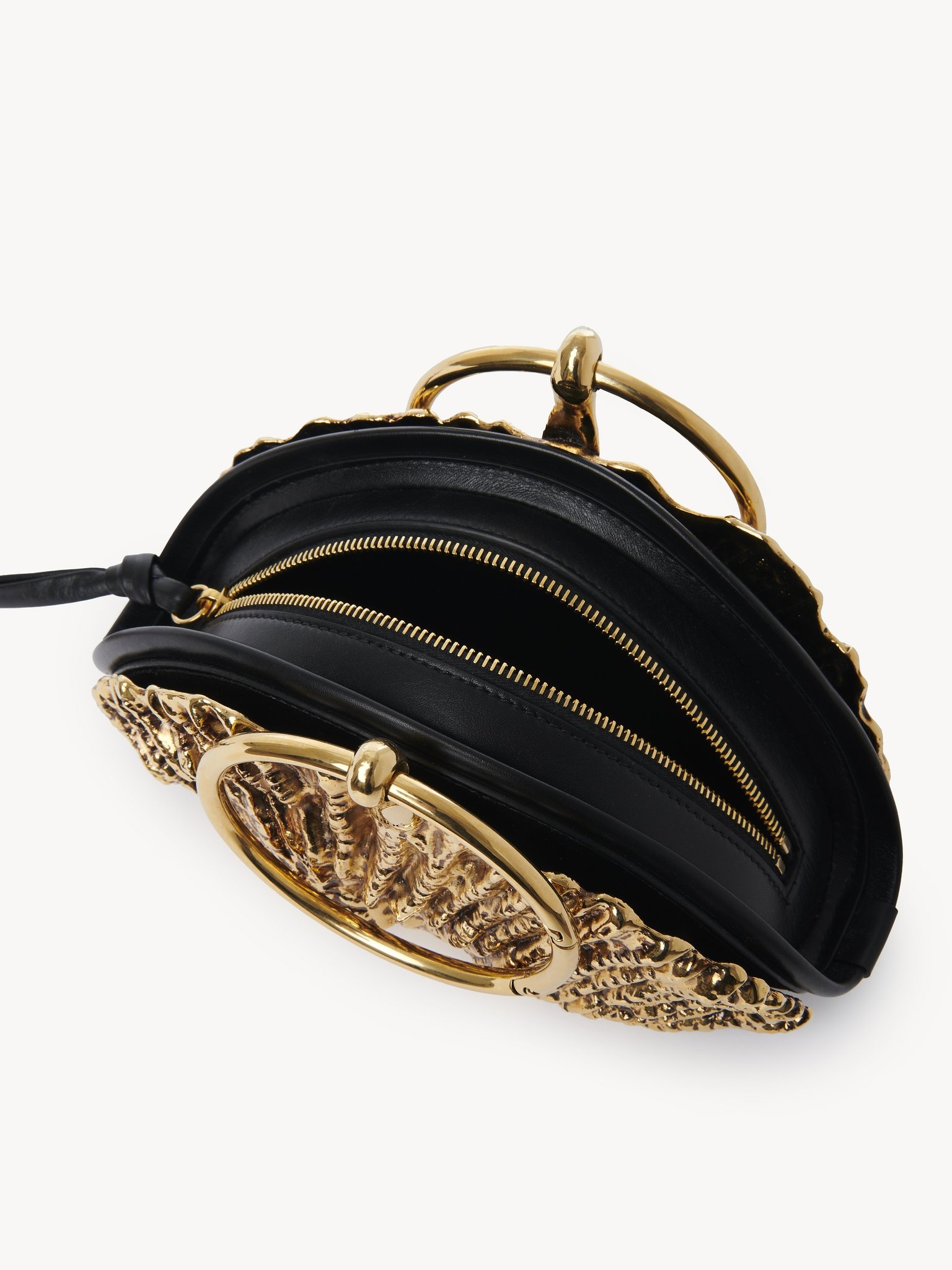 SEA TREASURES SHELL ZIPPED CLUTCH IN SOFT LEATHER & METAL - 5