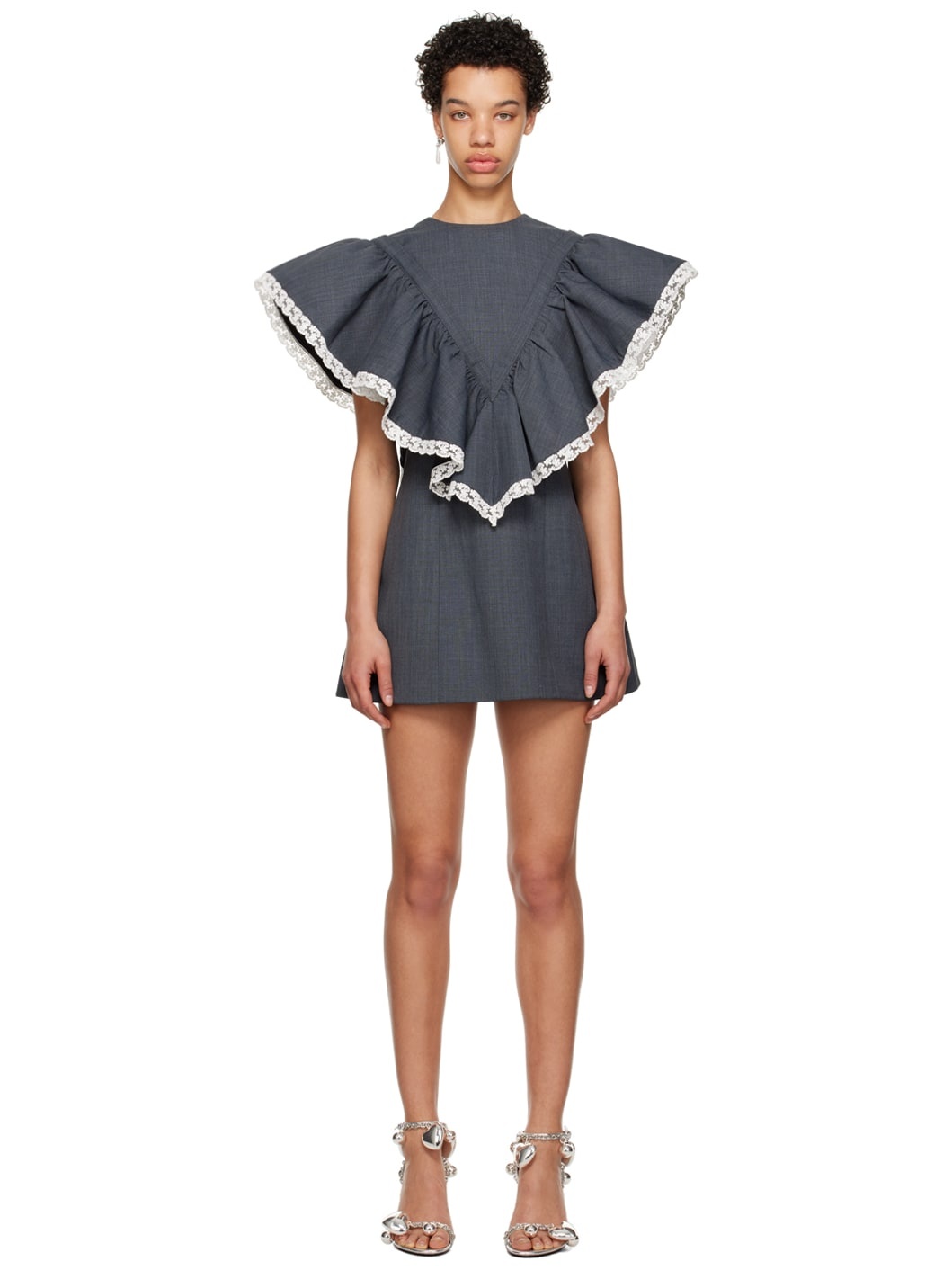 SSENSE Work Capsule – Gray Giant Ruffle Mini Dress - 1