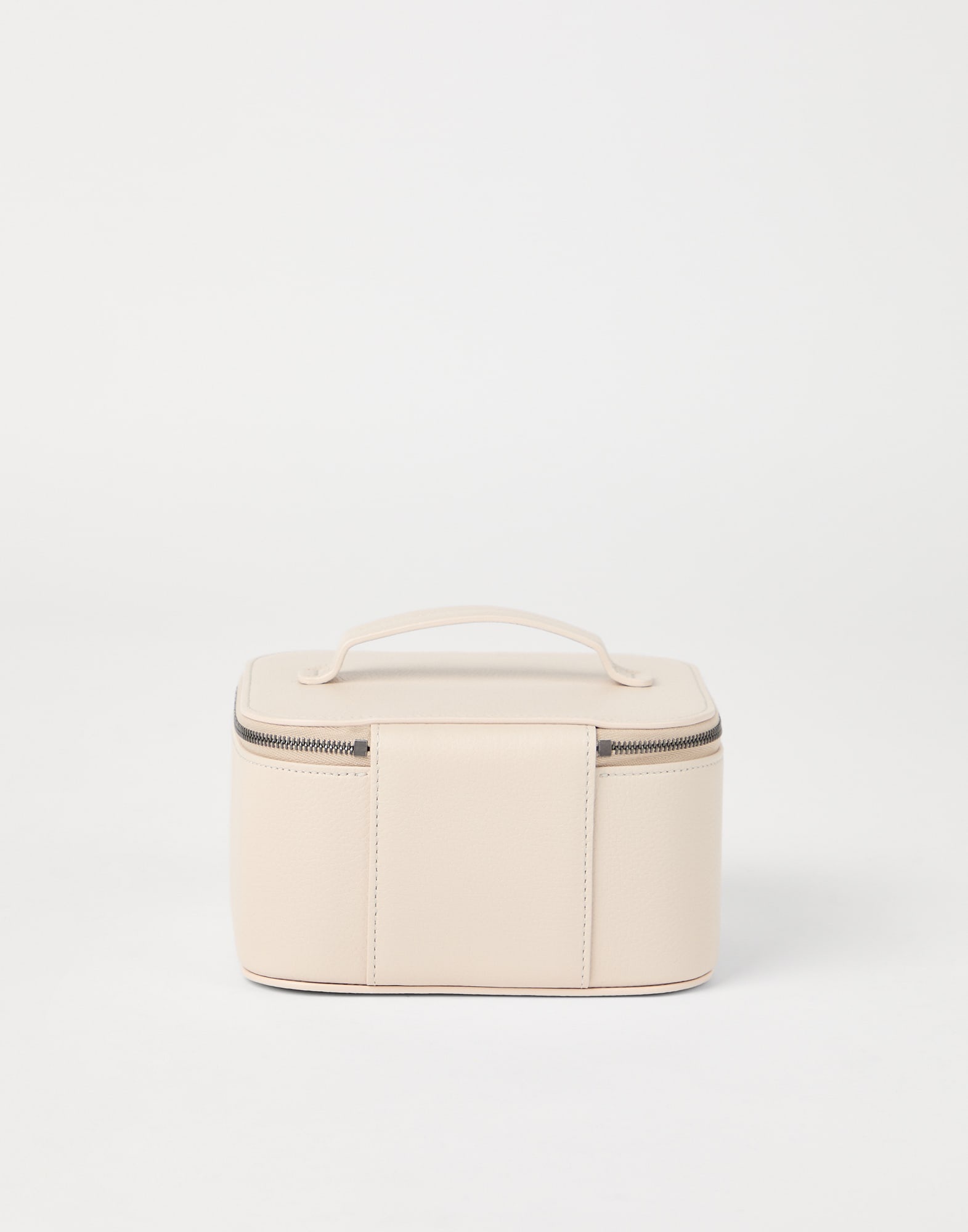 Grained leather jewelry box with shiny zipper pull - 2