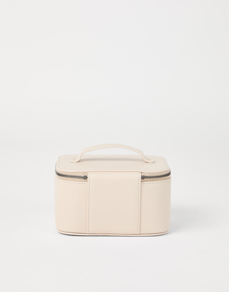 Brunello Cucinelli Grained leather jewelry box with shiny zipper pull outlook
