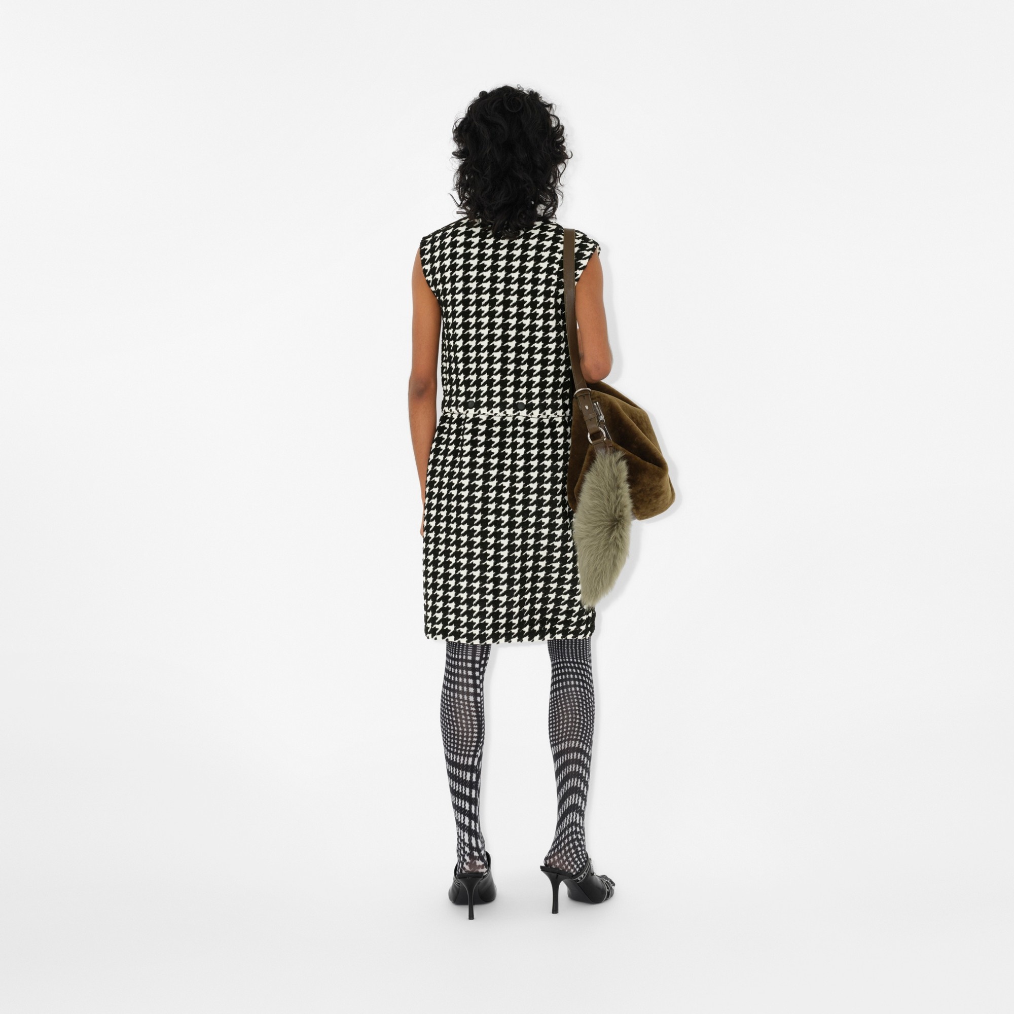 Houndstooth Nylon Blend Dress - 4