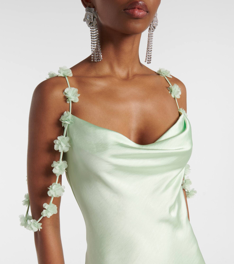Floral-appliqué satin gown 4
